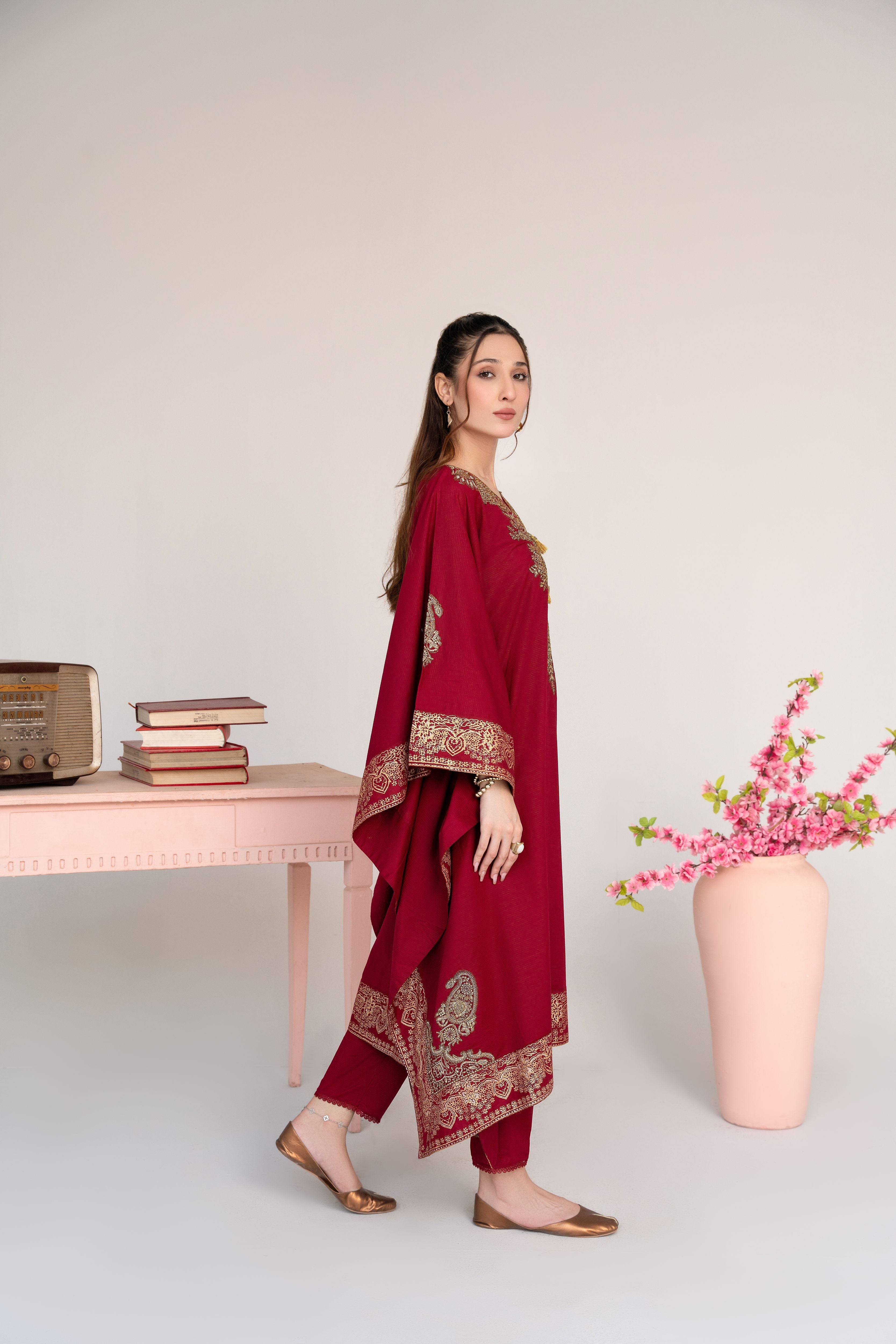 Crescent Maroon Premium Fabric Pakistani Summer Dresses - Sahiba-clothing - 8