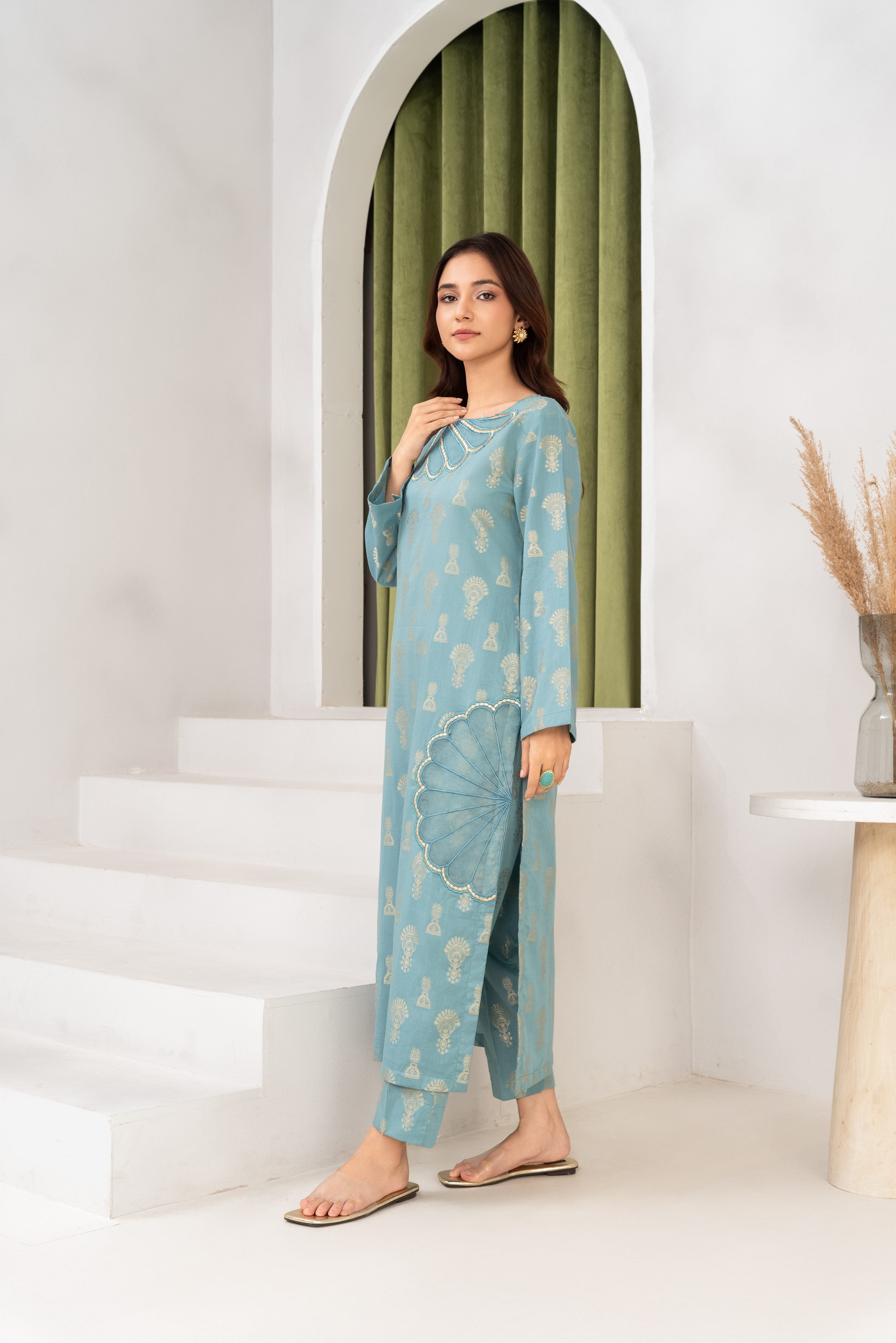 Gulnaaz - Blue Premium Fabric Pakistani Summer Dresses - Sahiba-clothing - 7