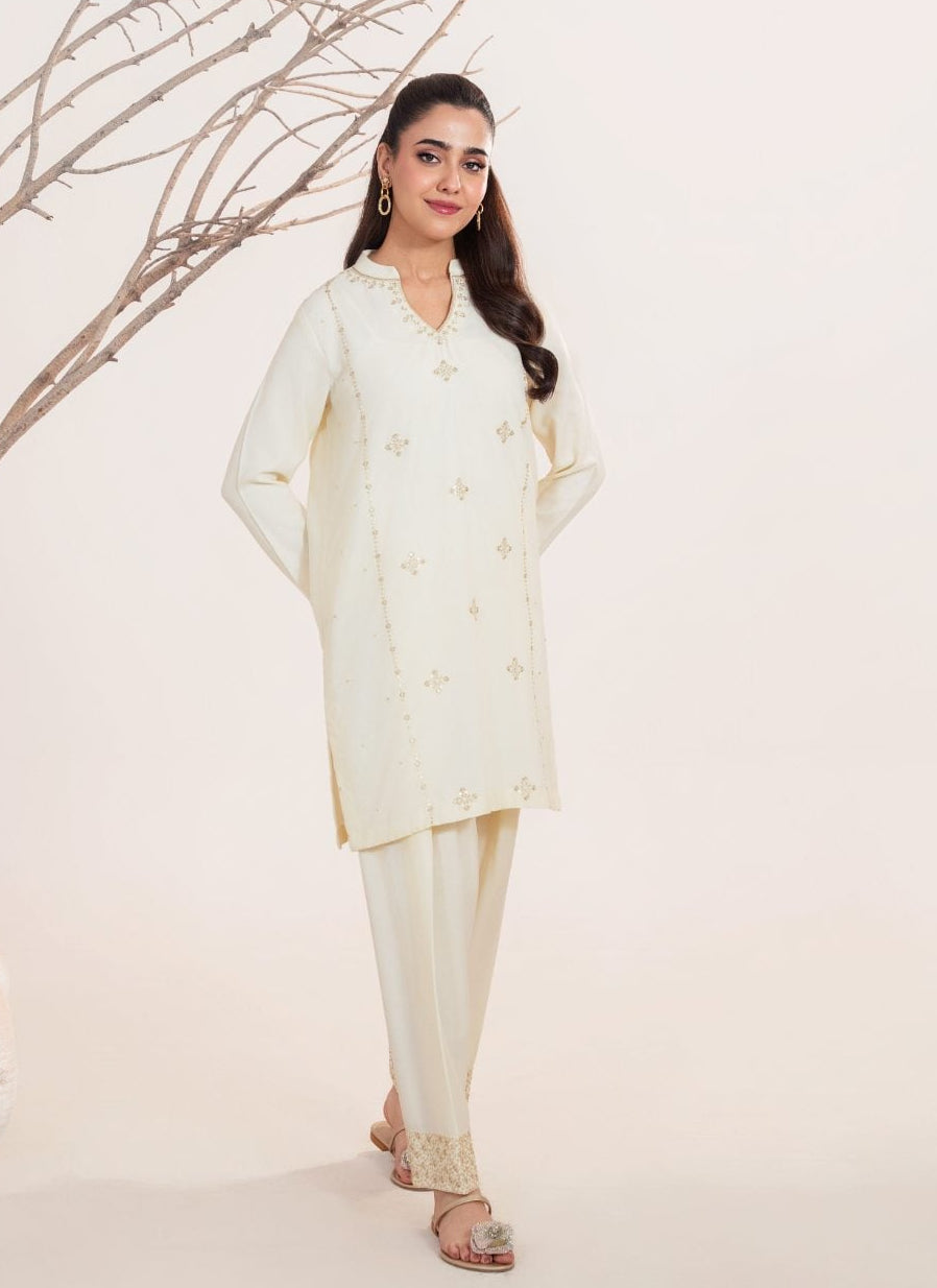 Tarz beige Premium Fabric Pakistani Winter Dresses - Sahiba-clothing - 4