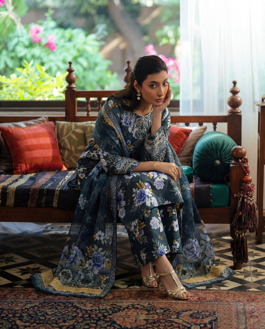Nysa Blue Premium Fabric Pakistani Summer Dresses - Sahiba-clothing - 6