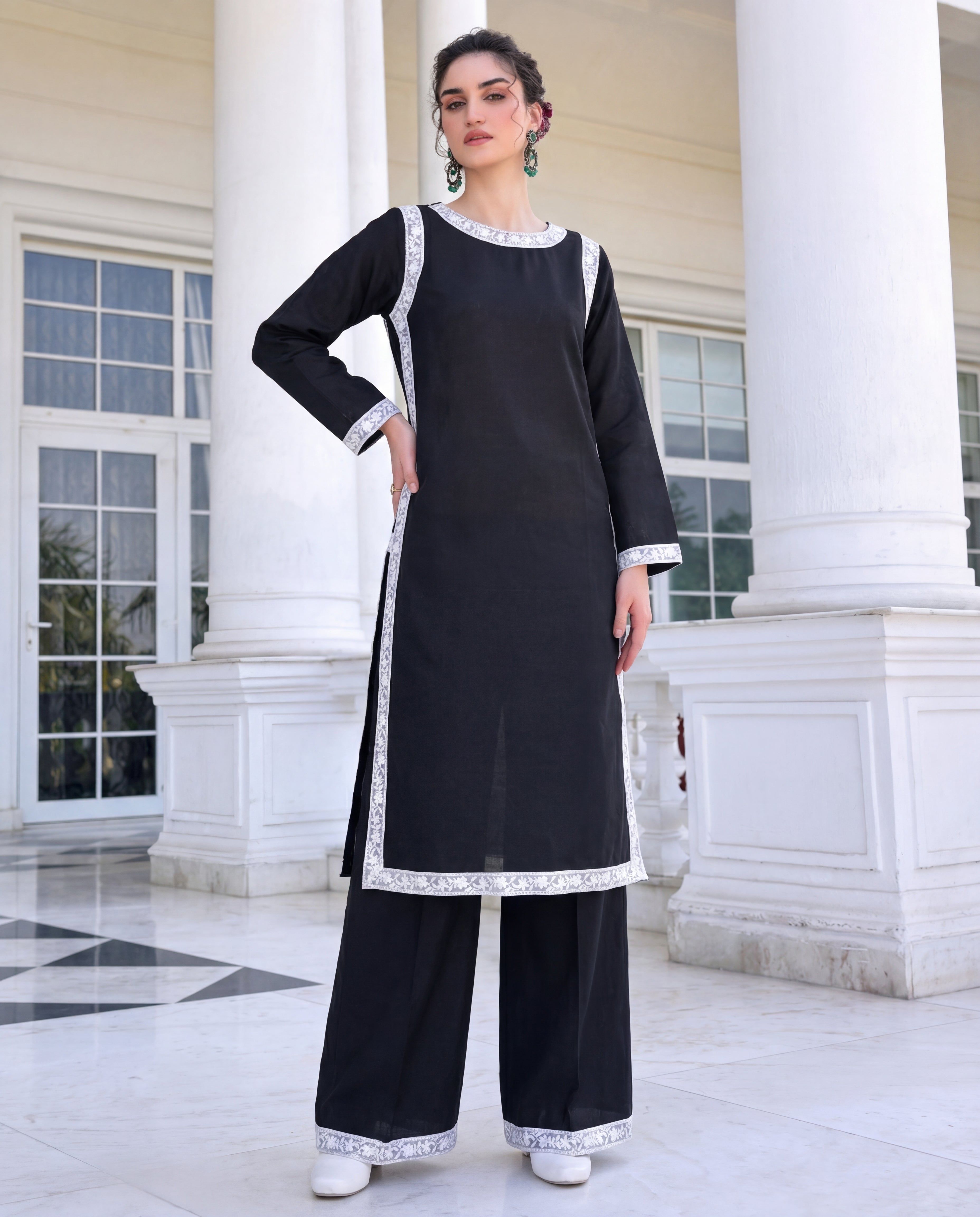Veronica Black Premium Fabric Pakistani Summer Dresses - Sahiba-clothing - 1