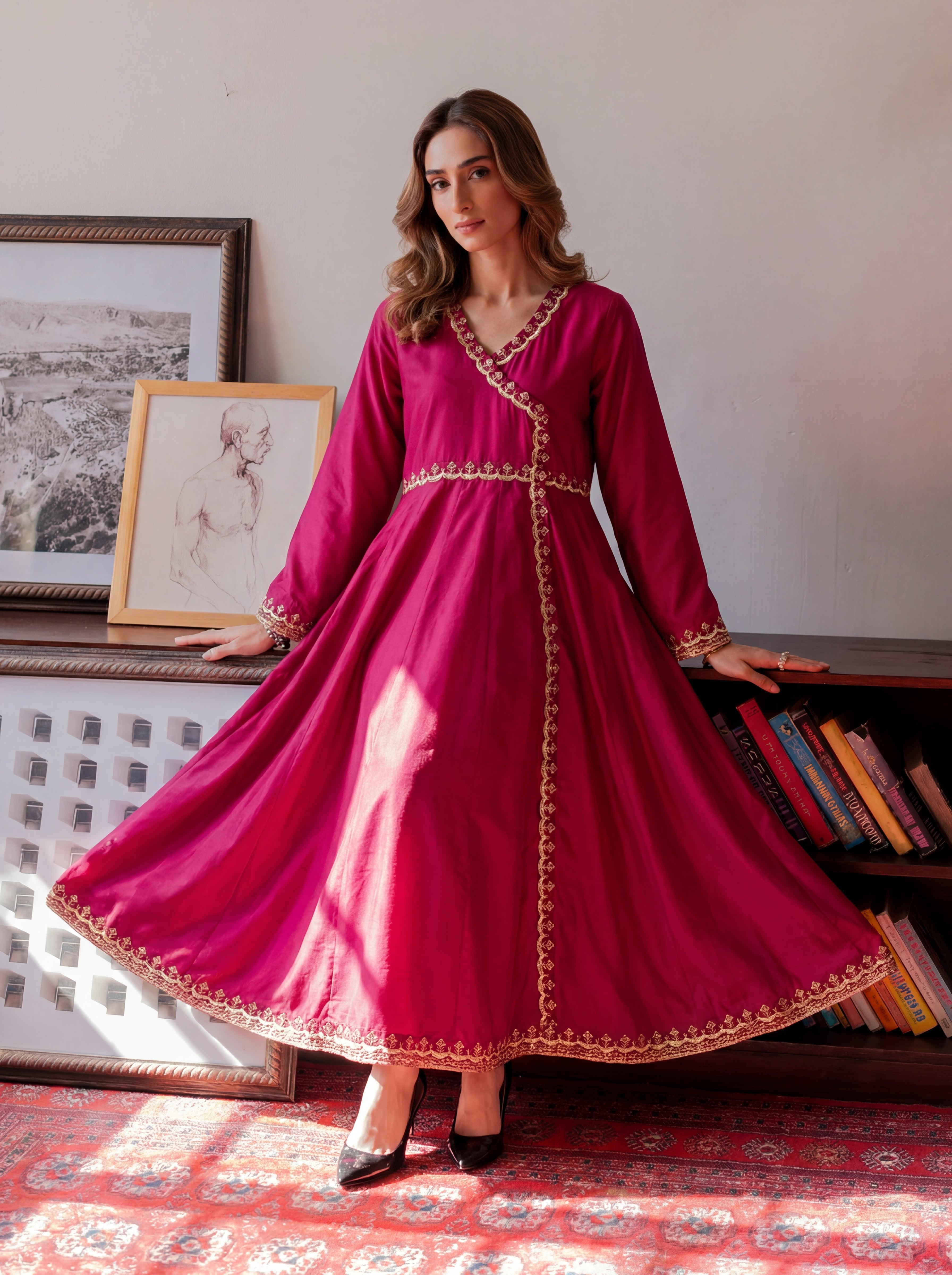 Sabaat Maroon Premium Fabric Pakistani Winter Dresses - Sahiba-clothing - 1
