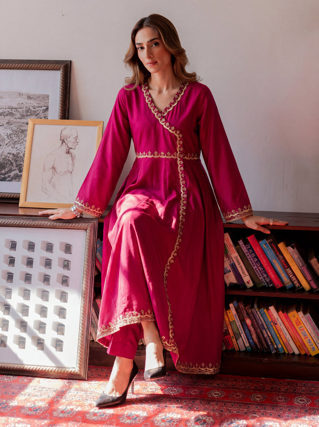 Sabaat Maroon Premium Fabric Pakistani Winter Dresses - Sahiba-clothing - 6
