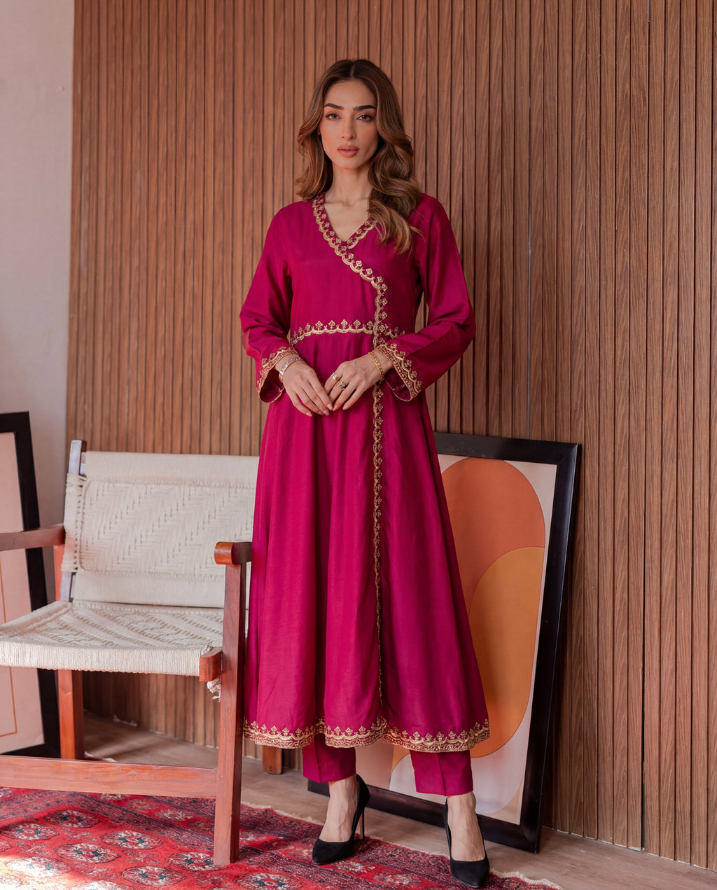 Sabaat Maroon Premium Fabric Pakistani Winter Dresses - Sahiba-clothing - 5