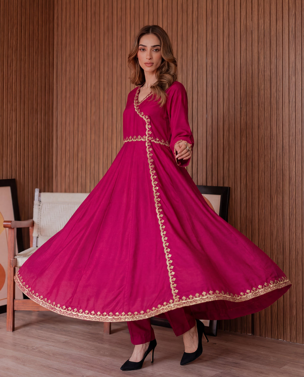 Sabaat Maroon Premium Fabric Pakistani Winter Dresses - Sahiba-clothing - 4