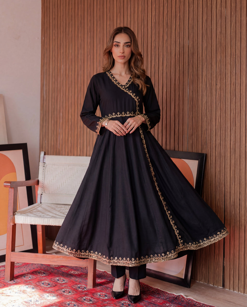 Sabaat Black Premium Fabric Pakistani Winter Dresses - Sahiba-clothing - 1