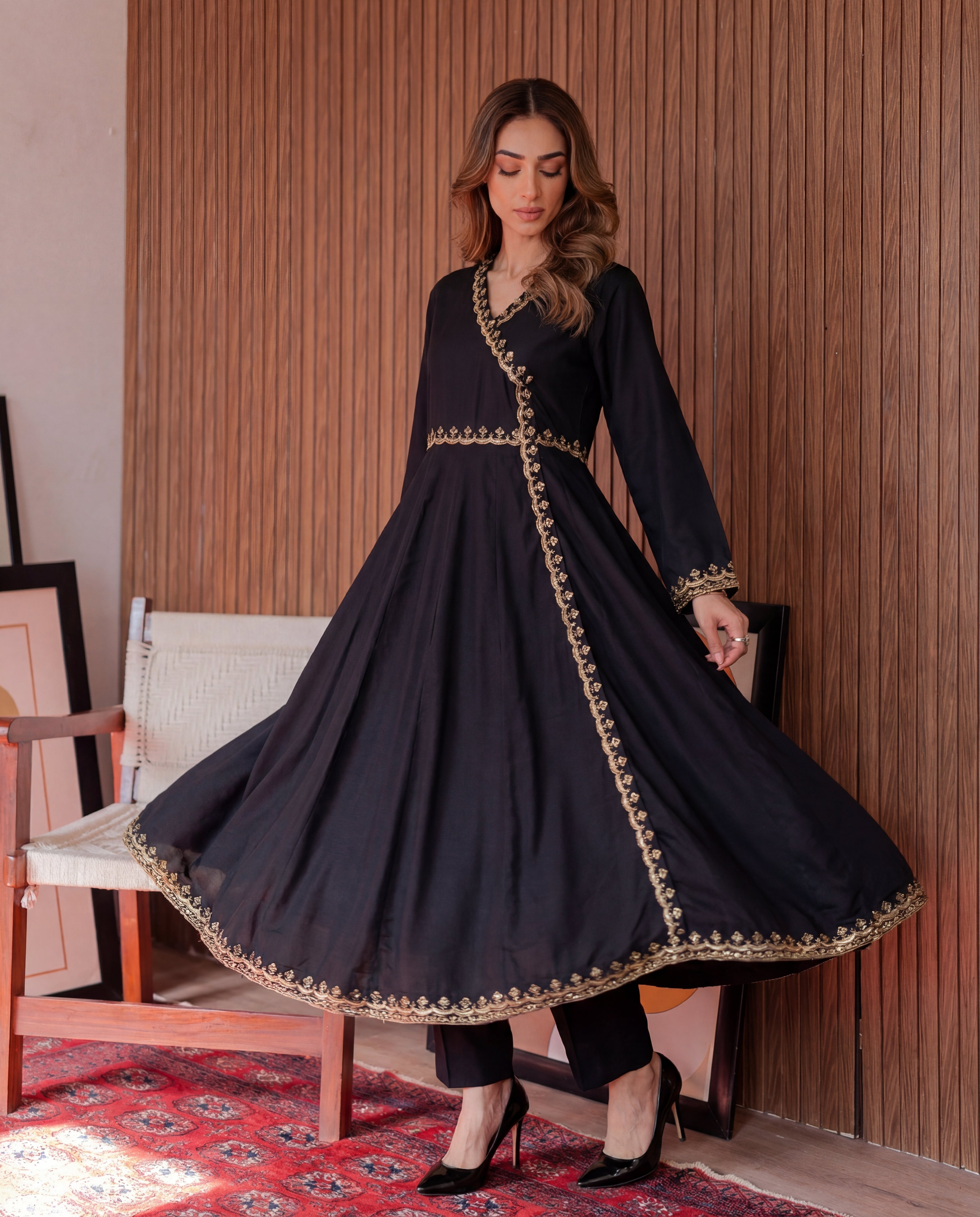 Sabaat Black Premium Fabric Pakistani Winter Dresses - Sahiba-clothing - 5