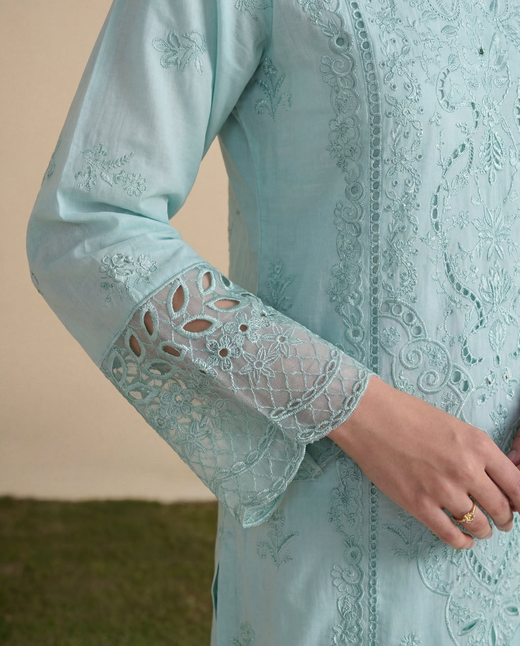 Sophia Aqua Premium Fabric Pakistani Summer Dresses - Sahiba-clothing - 3
