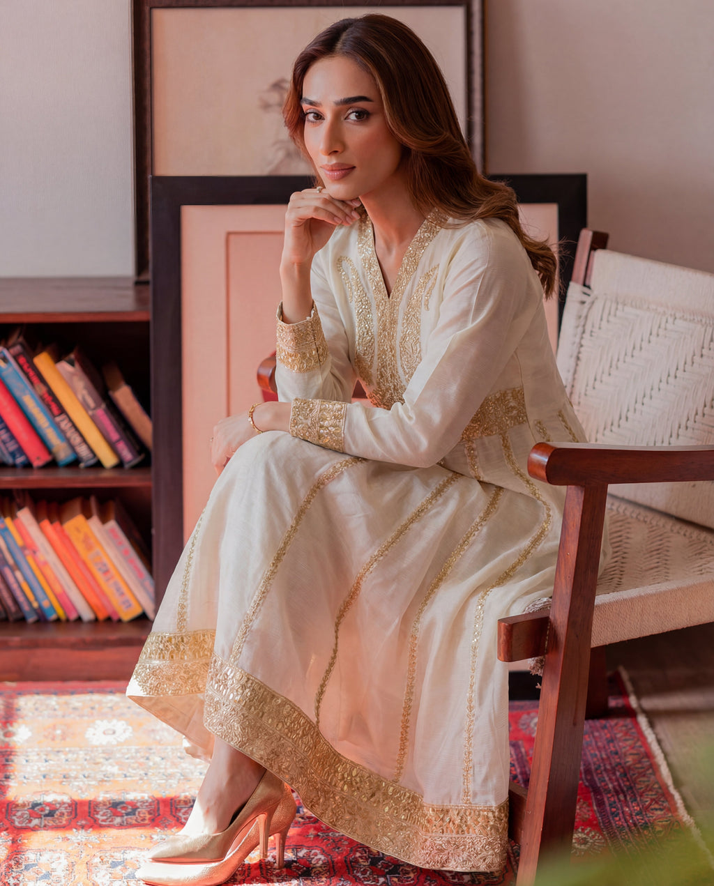 Zohra Off white Premium Fabric Pakistani Summer Dresses - Sahiba-clothing - 5