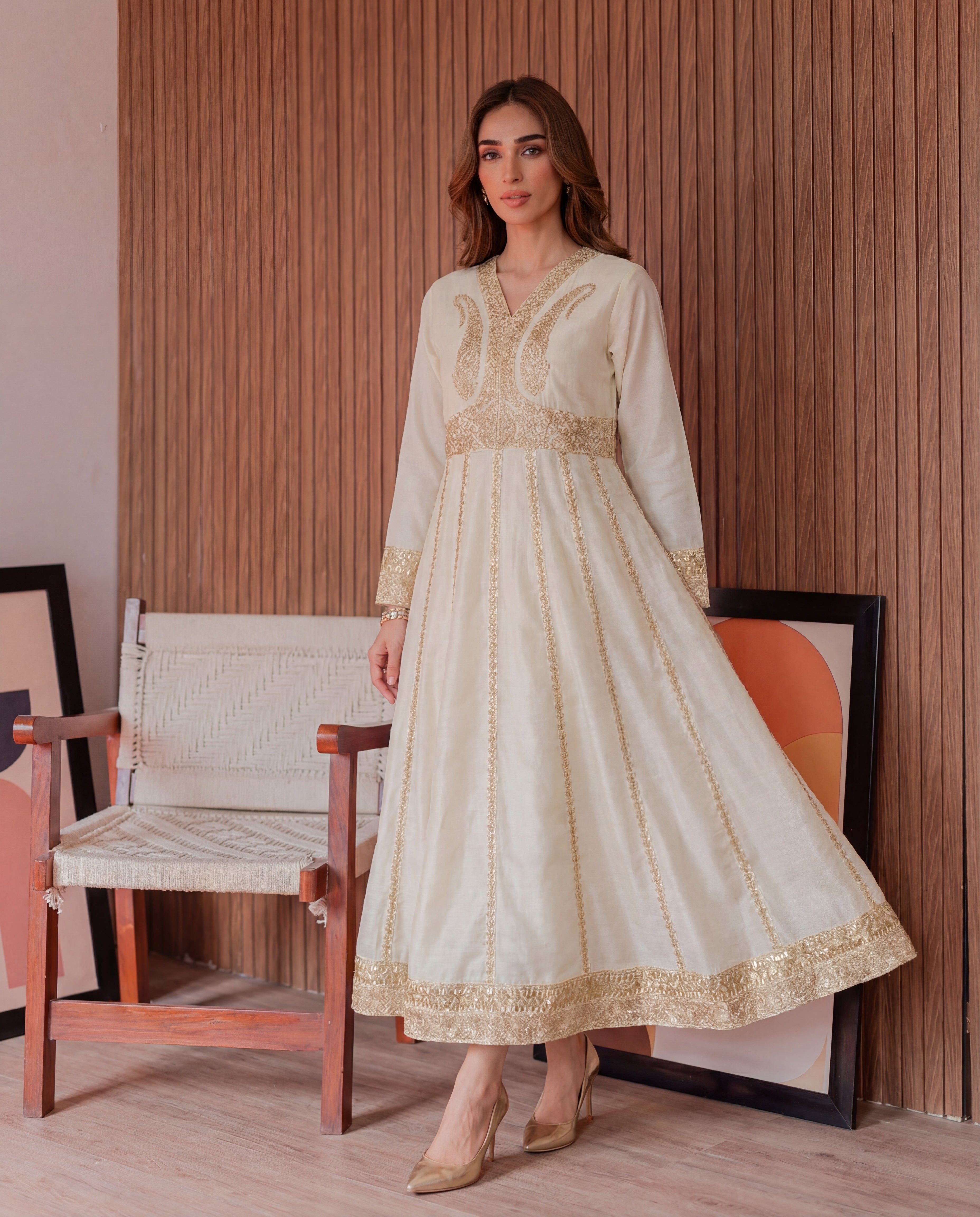 Zohra Off white Premium Fabric Pakistani Summer Dresses - Sahiba-clothing - 4