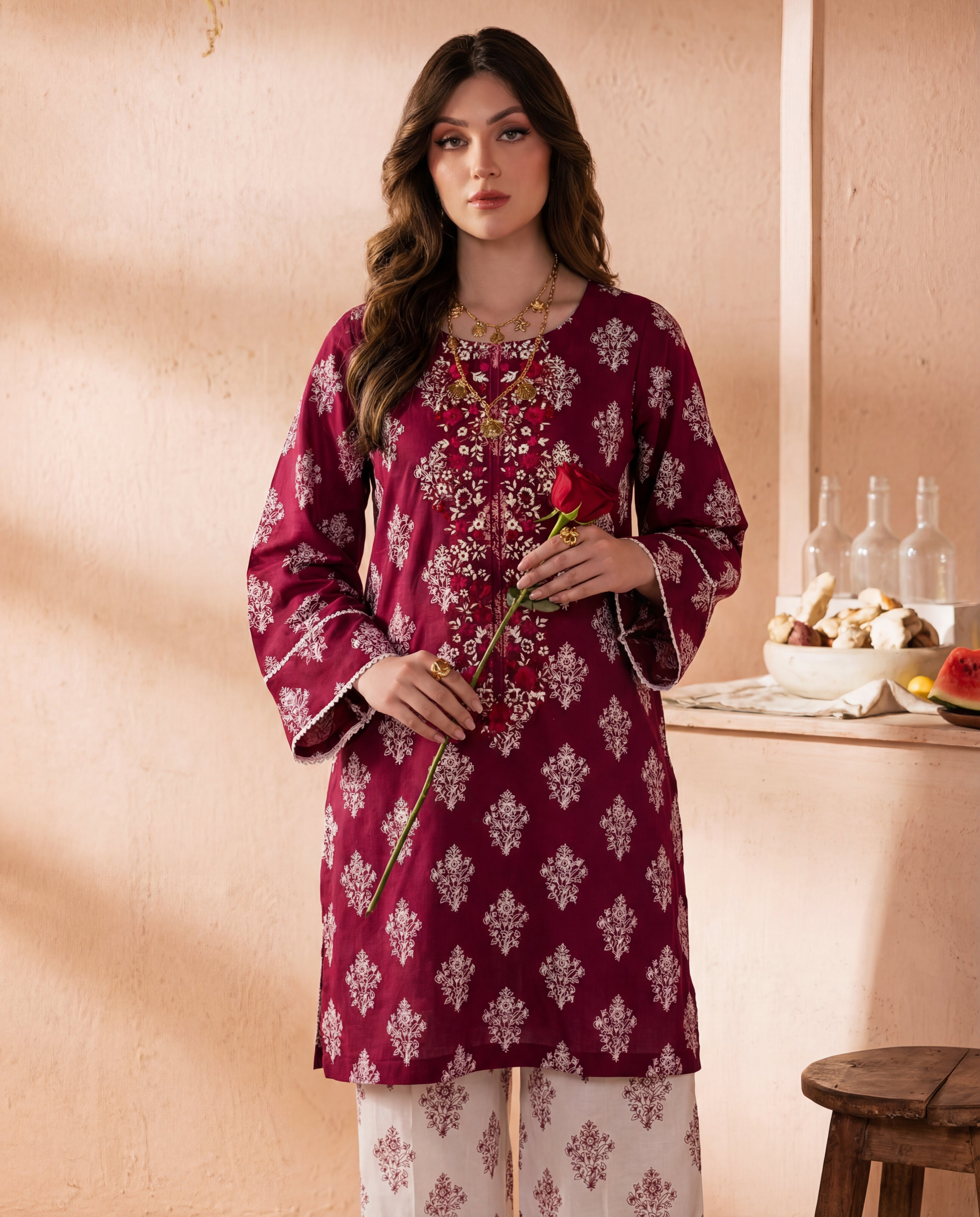 Baikal Maroon Premium Fabric Pakistani Summer Dresses - Sahiba-clothing - 5