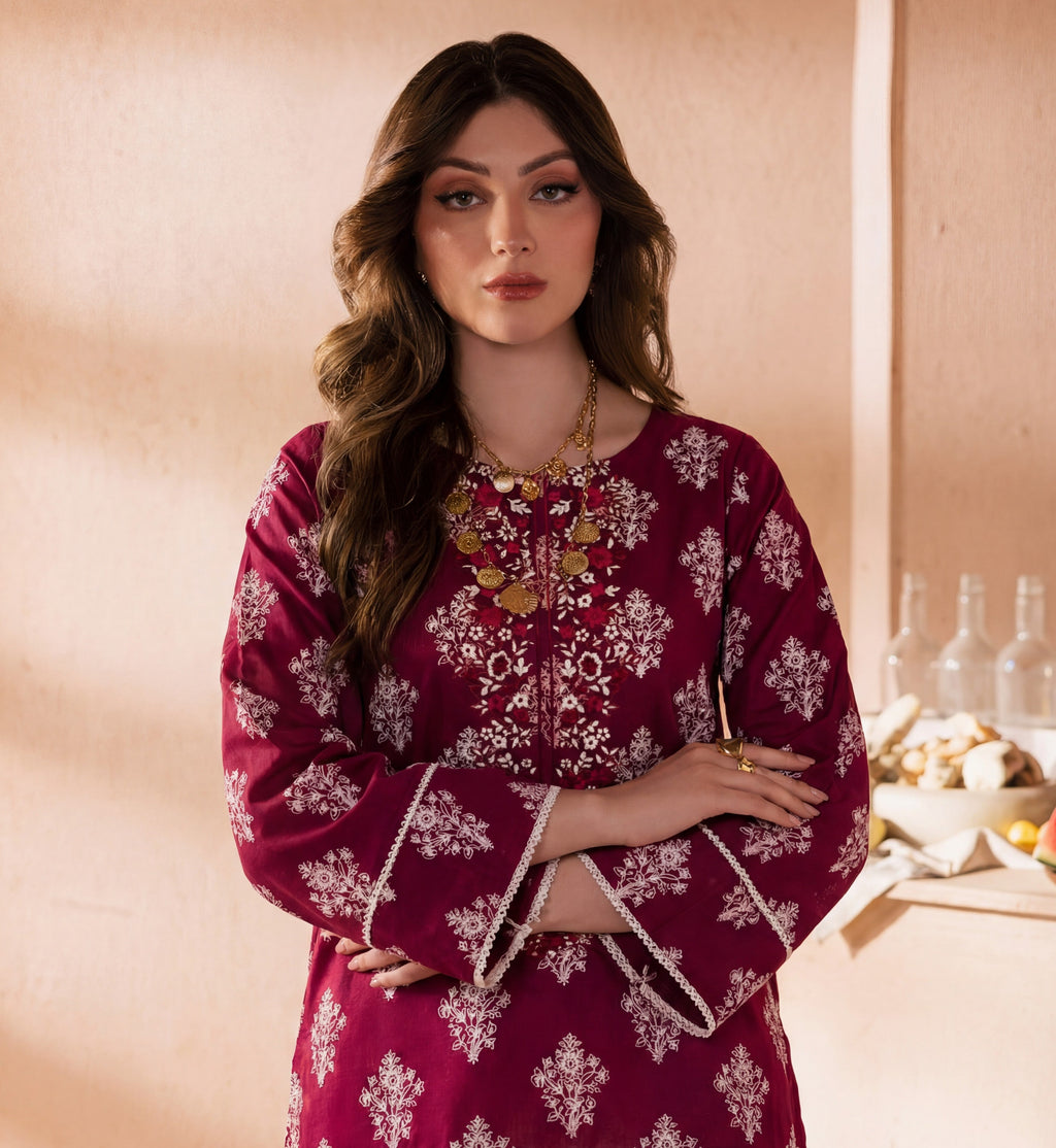 Baikal Maroon Premium Fabric Pakistani Summer Dresses - Sahiba-clothing - 4