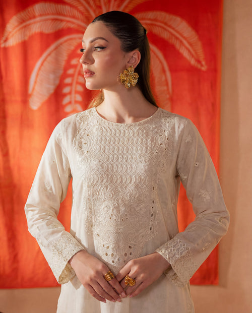 Anam Ivory Premium Fabric Pakistani Summer Dresses - Sahiba-clothing - 2