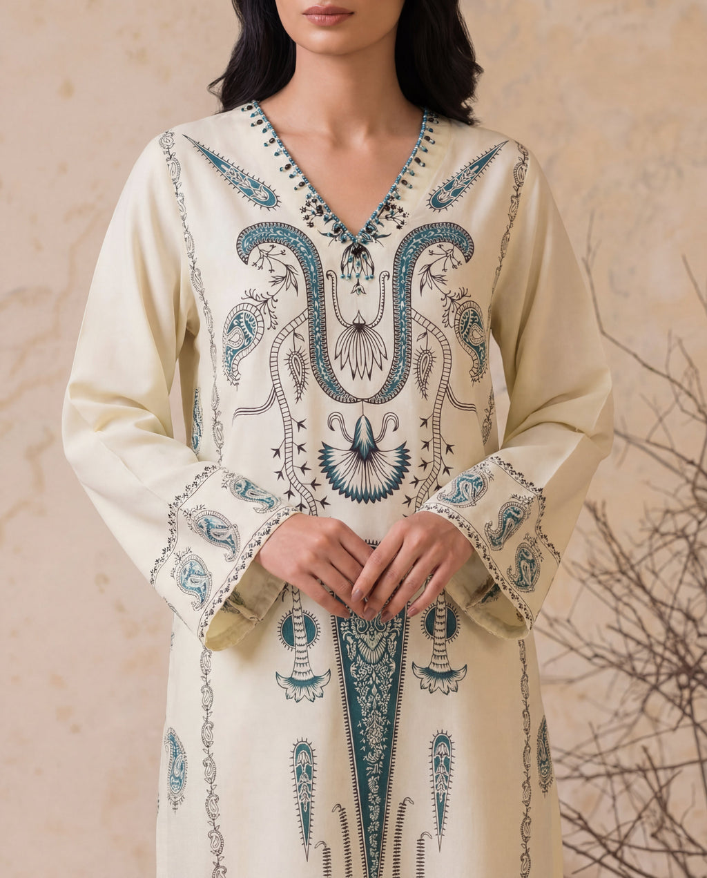 Mahroz Green Premium Fabric Pakistani Winter Dresses - Sahiba-clothing - 2