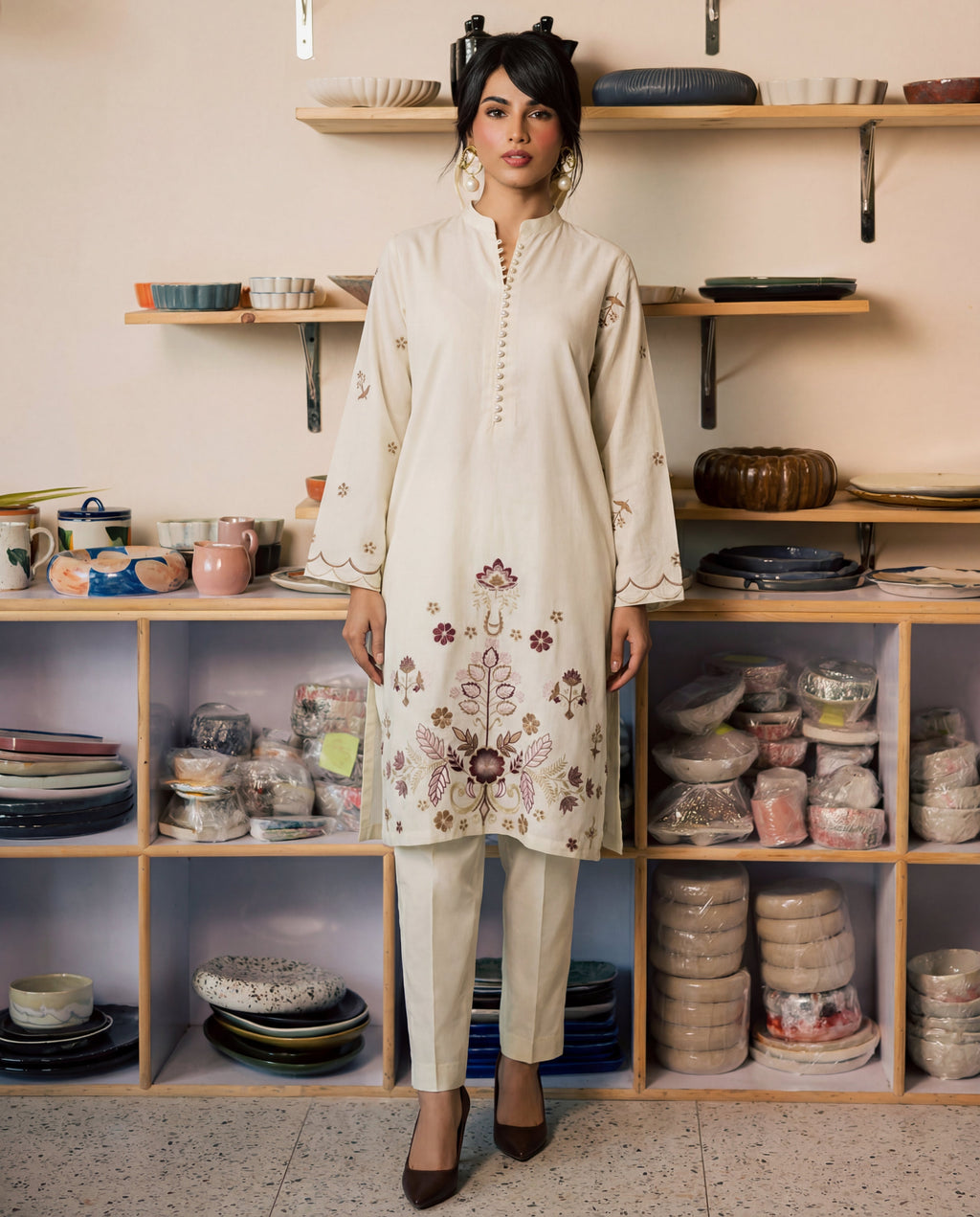Nebula Off White Premium Fabric Pakistani Formal Dresses - Sahiba-clothing - 1