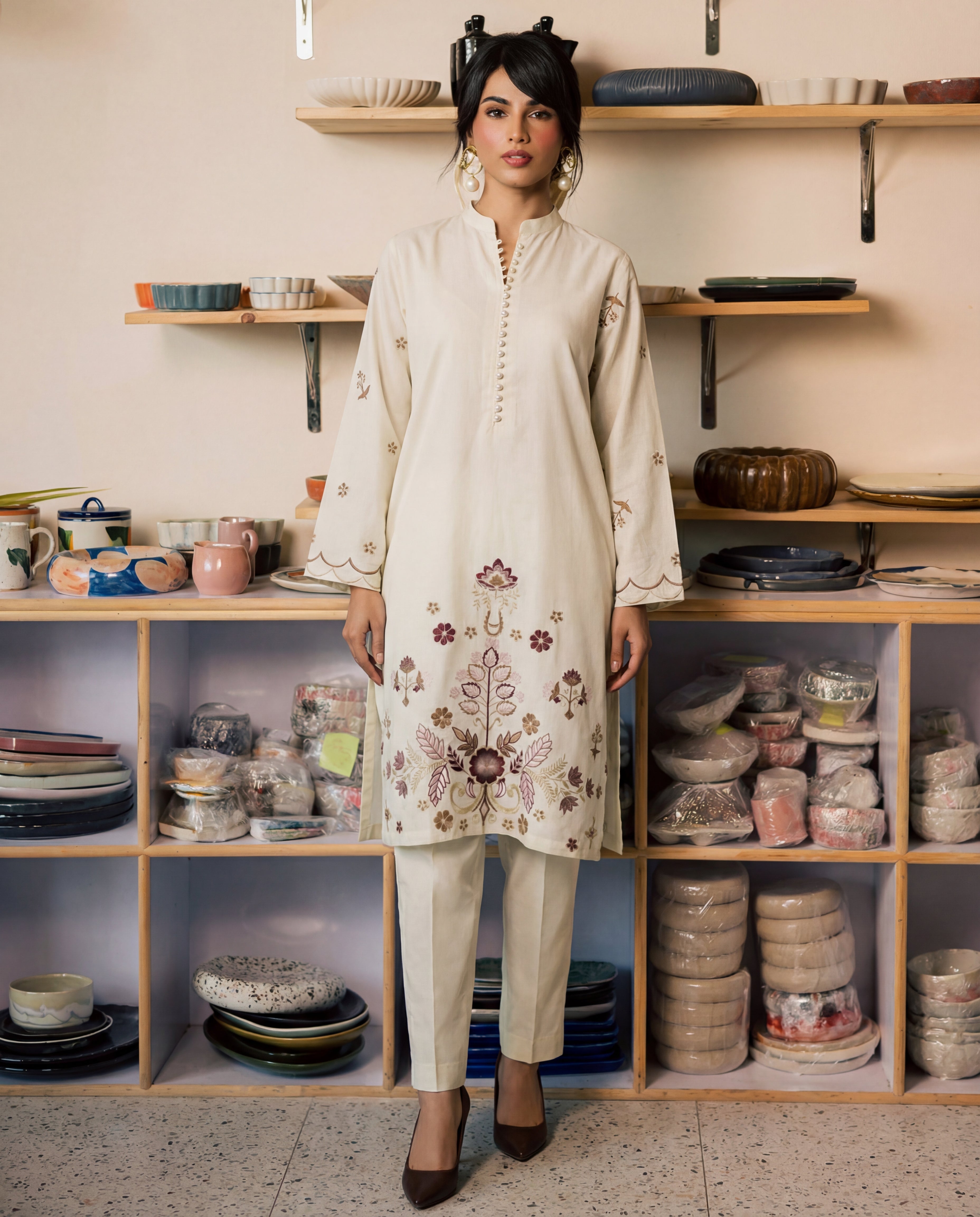 Nebula Off White Premium Fabric Pakistani Formal Dresses - Sahiba-clothing - 1