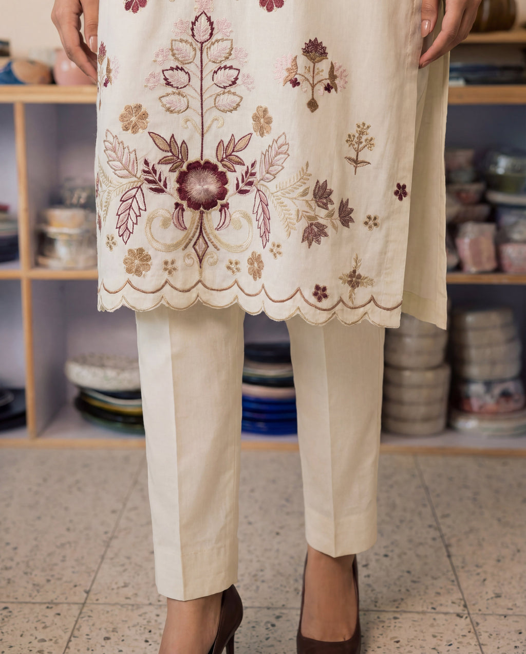 Nebula Off White Premium Fabric Pakistani Formal Dresses - Sahiba-clothing - 4