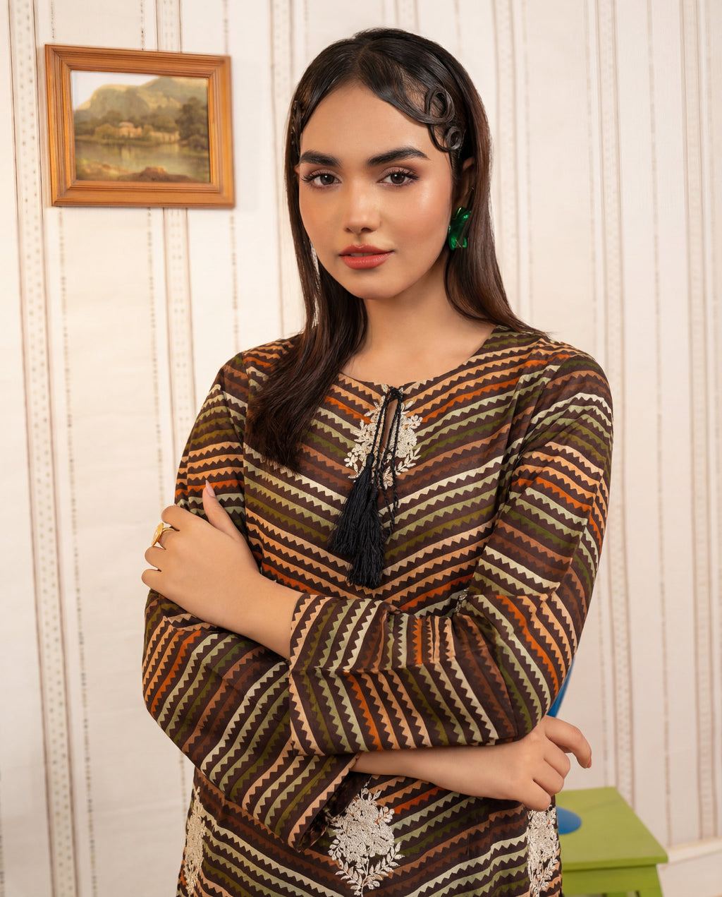 Light Brown Premium Fabric Pakistani Summer Dresses - Sahiba-clothing - 2