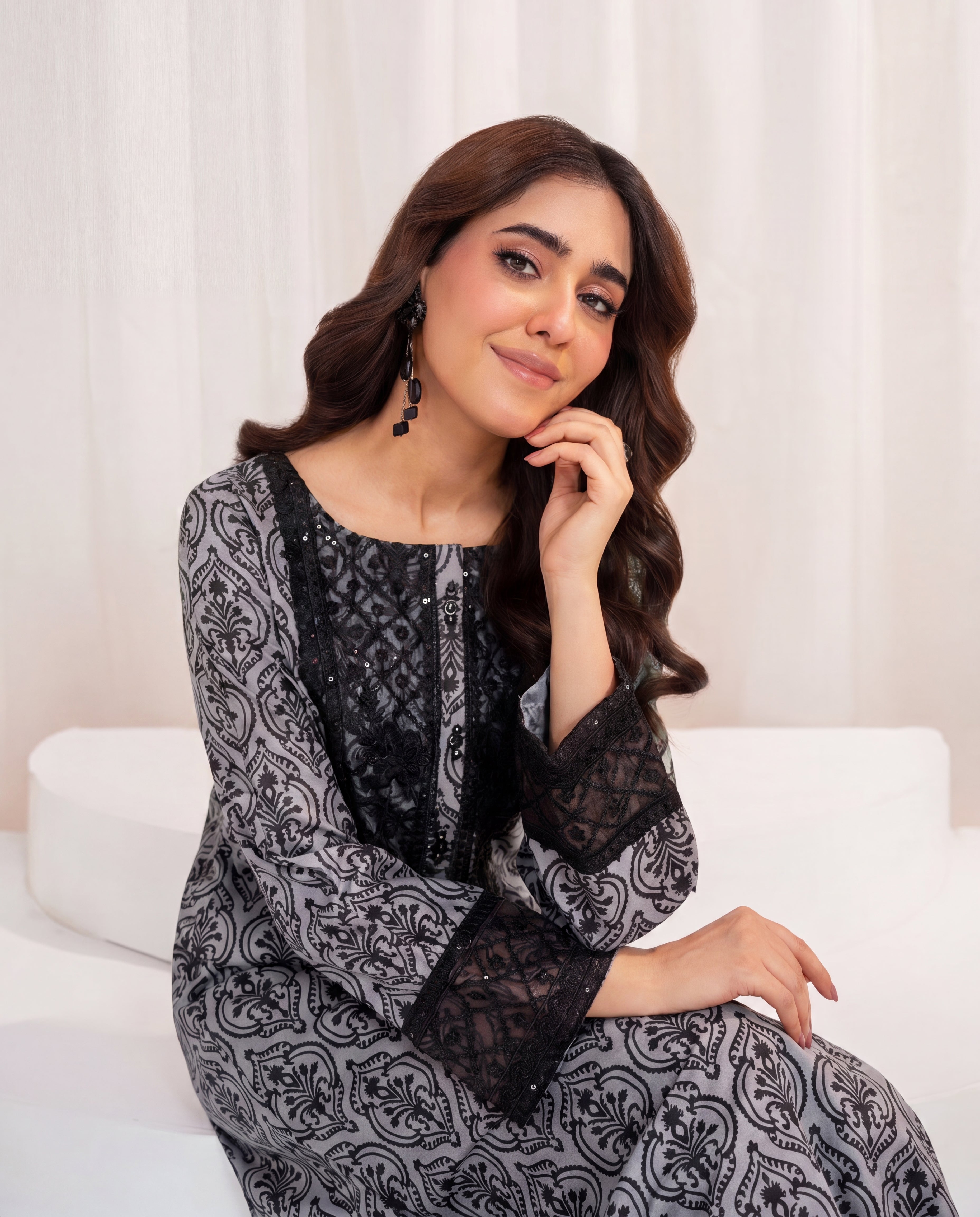 Cew Grey Premium Fabric Pakistani Summer Dresses - Sahiba-clothing - 2