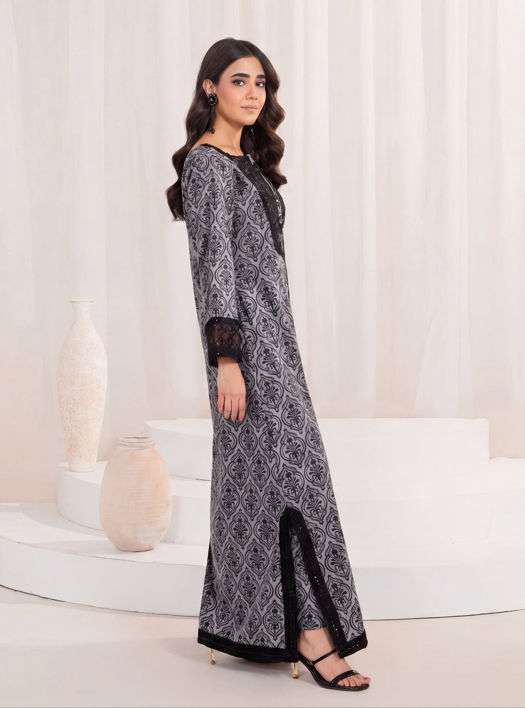 Cew Grey Premium Fabric Pakistani Summer Dresses - Sahiba-clothing - 5