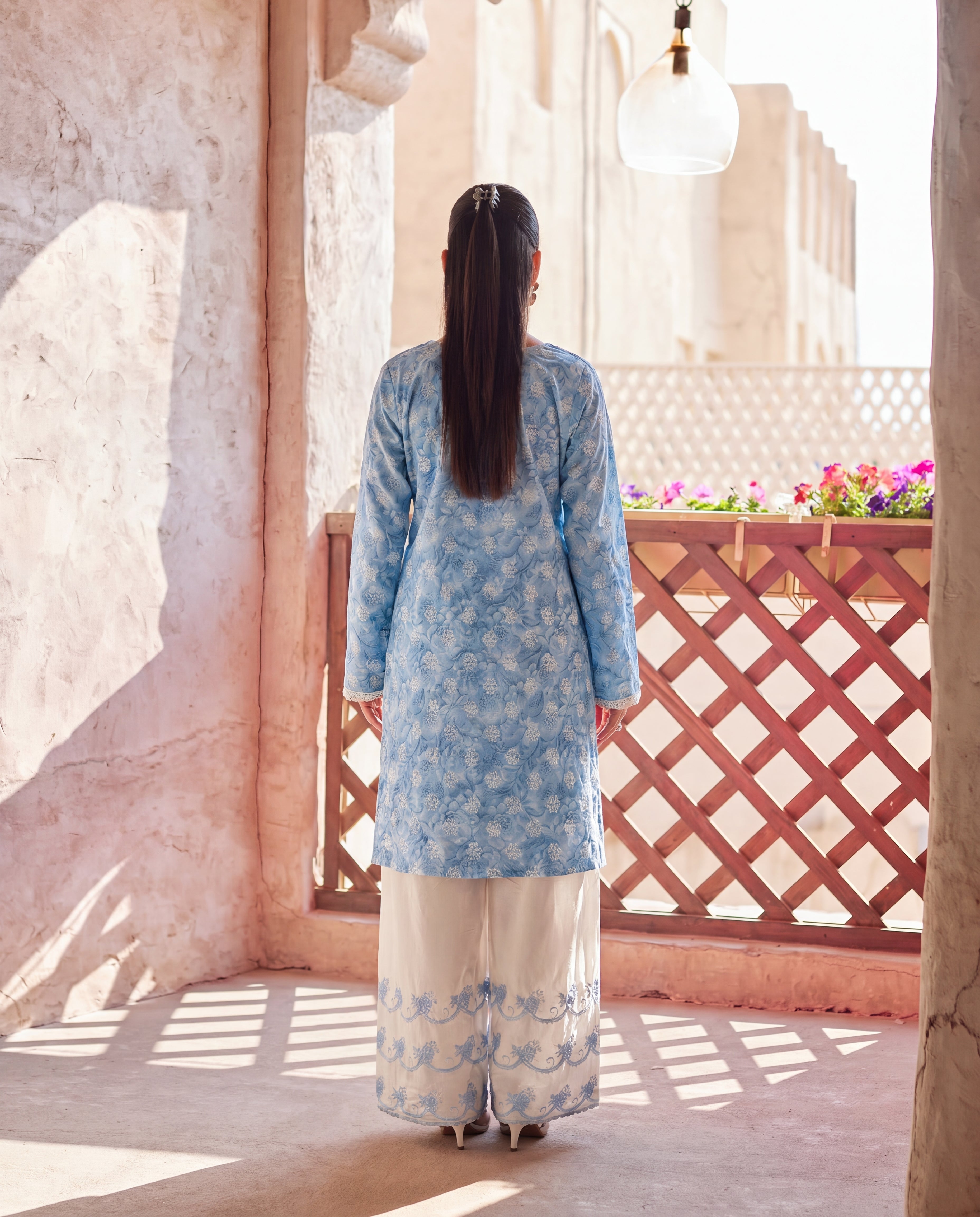 Jennifer Sky Blue Premium Fabric Pakistani Summer Dresses - Sahiba-clothing - 2