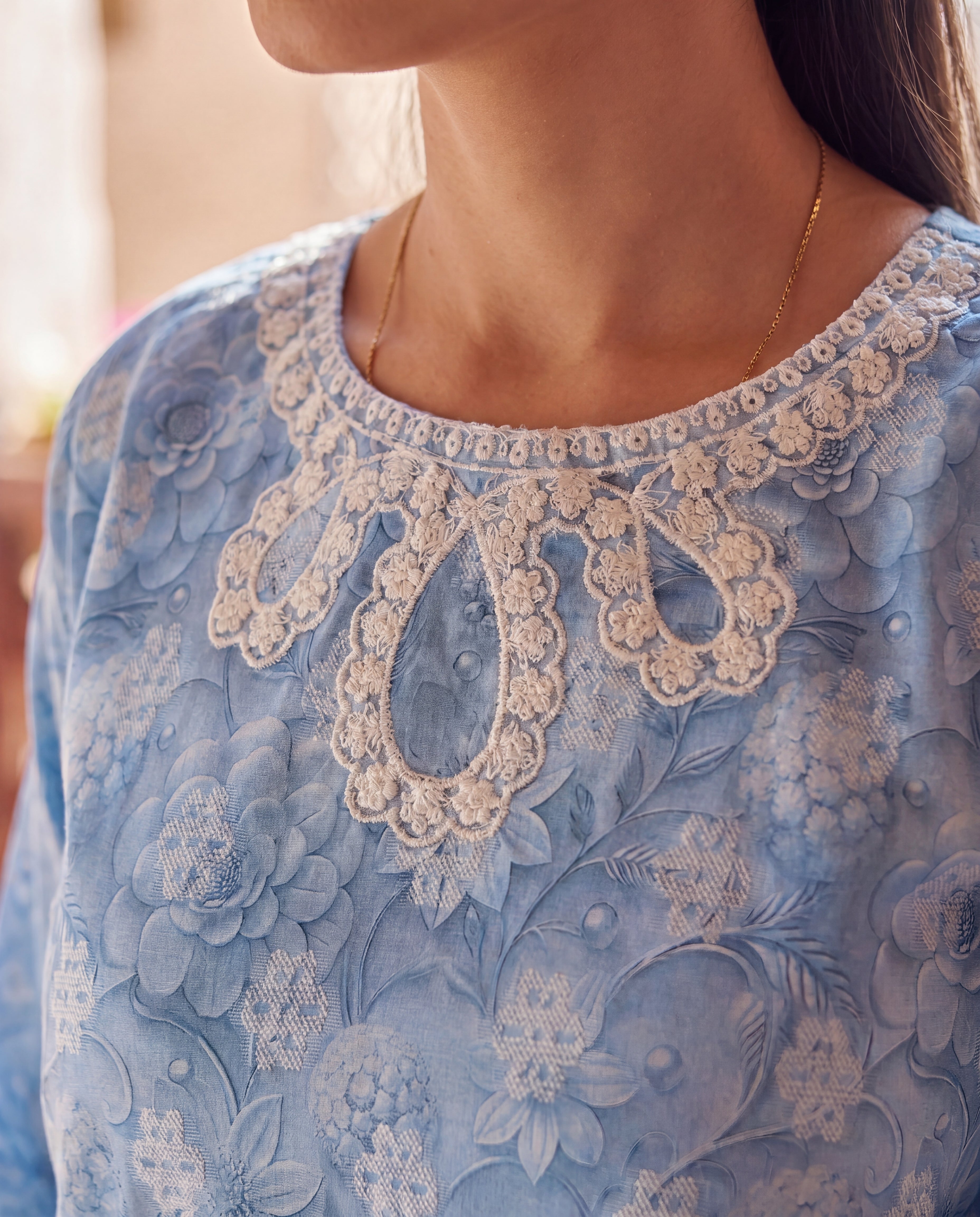 Jennifer Sky Blue Premium Fabric Pakistani Summer Dresses - Sahiba-clothing - 3