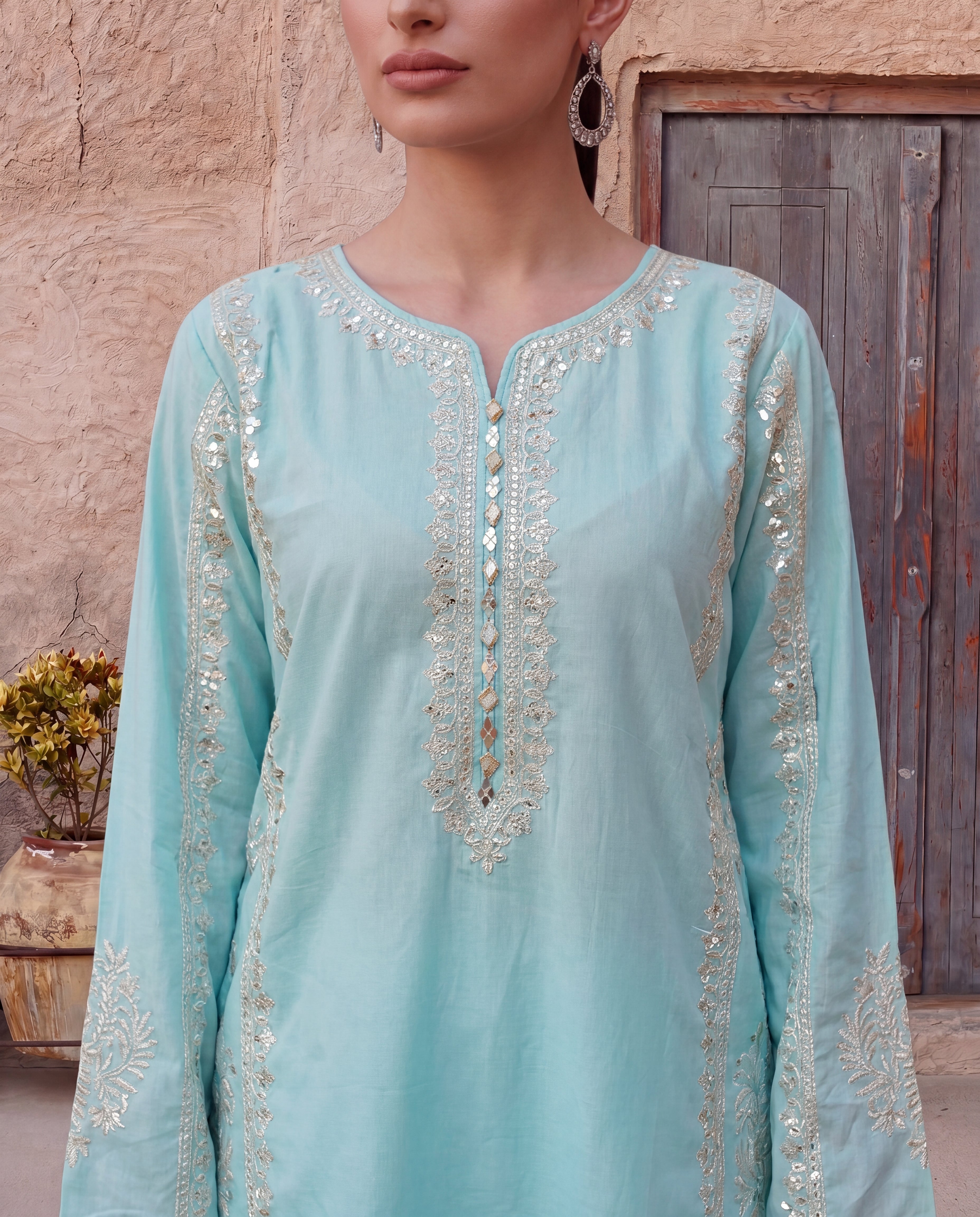 Qurbat Aqua Premium Fabric Pakistani Summer Dresses - Sahiba-clothing - 2