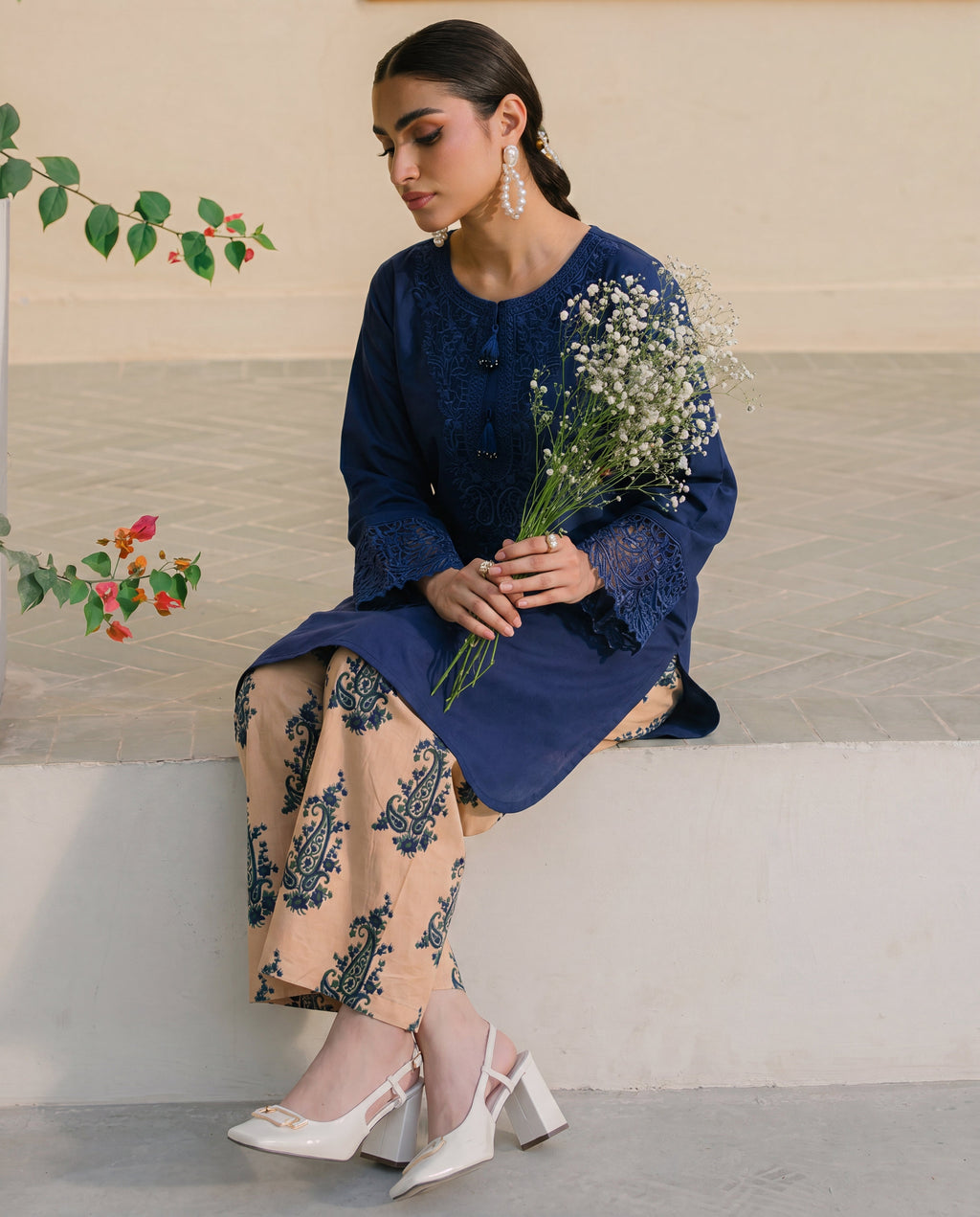 Grandiflora Blue Premium Fabric Pakistani Summer Dresses - Sahiba-clothing - 6
