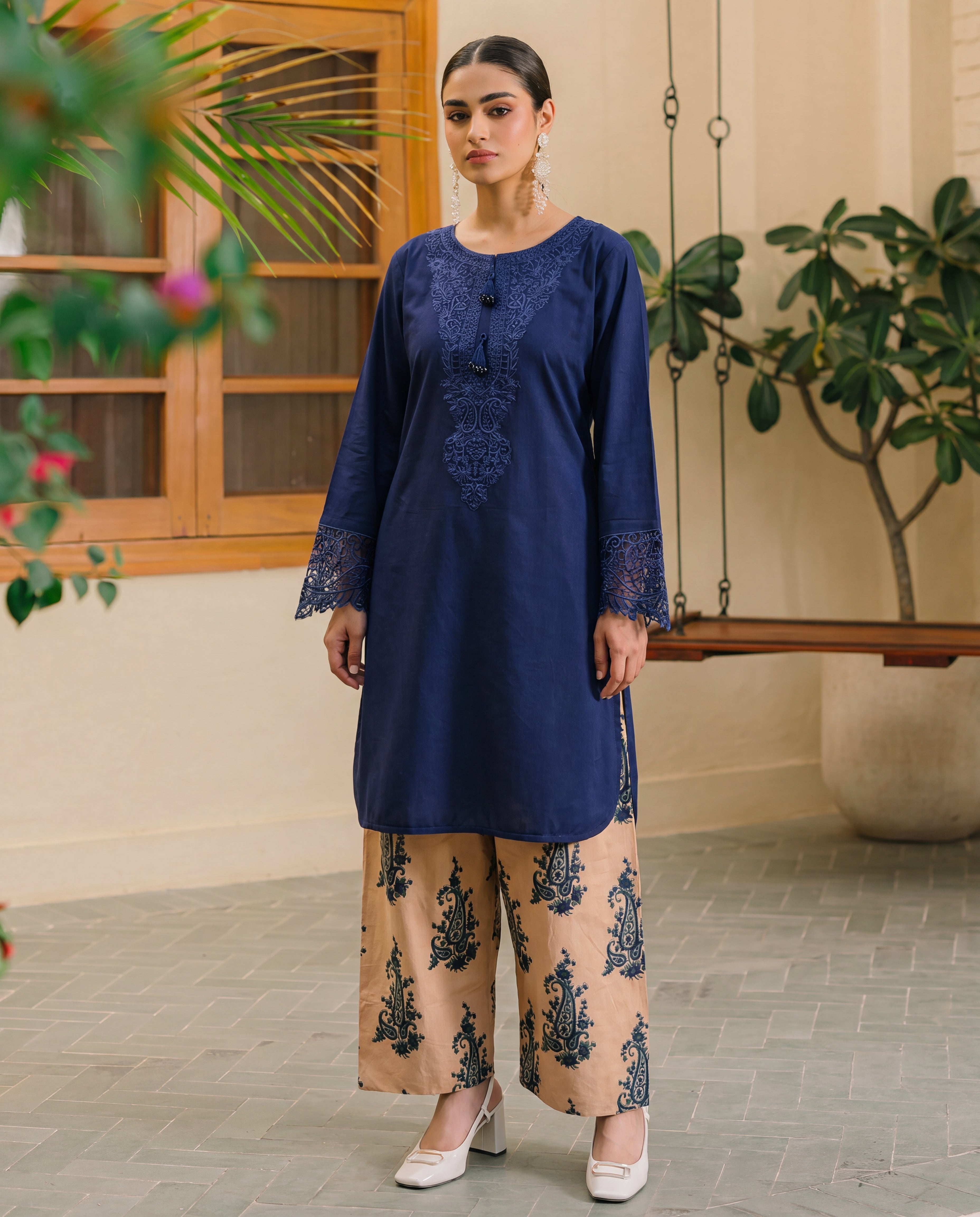 Grandiflora Blue Premium Fabric Pakistani Summer Dresses - Sahiba-clothing - 1