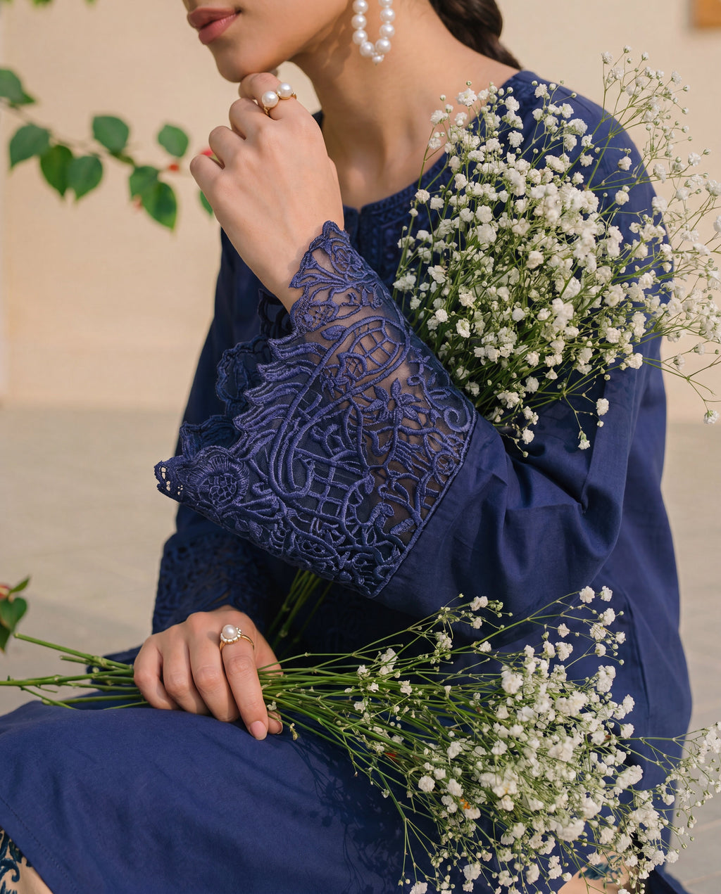 Grandiflora Blue Premium Fabric Pakistani Summer Dresses - Sahiba-clothing - 4