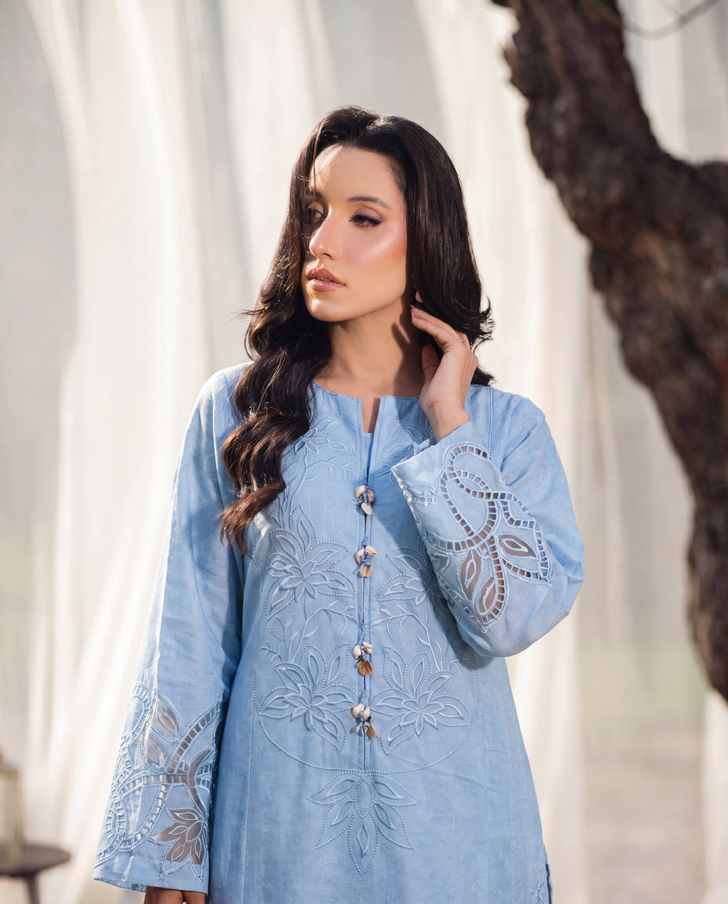 Clockleshell Blue Premium Fabric Pakistani Summer Dresses - Sahiba-clothing - 6