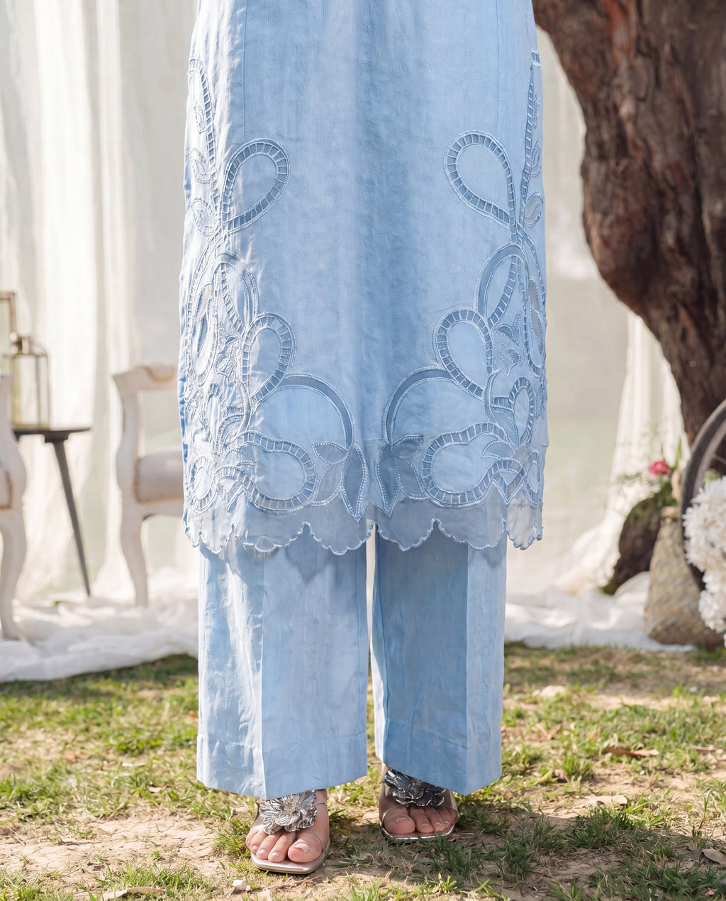 Clockleshell Blue Premium Fabric Pakistani Summer Dresses - Sahiba-clothing - 5