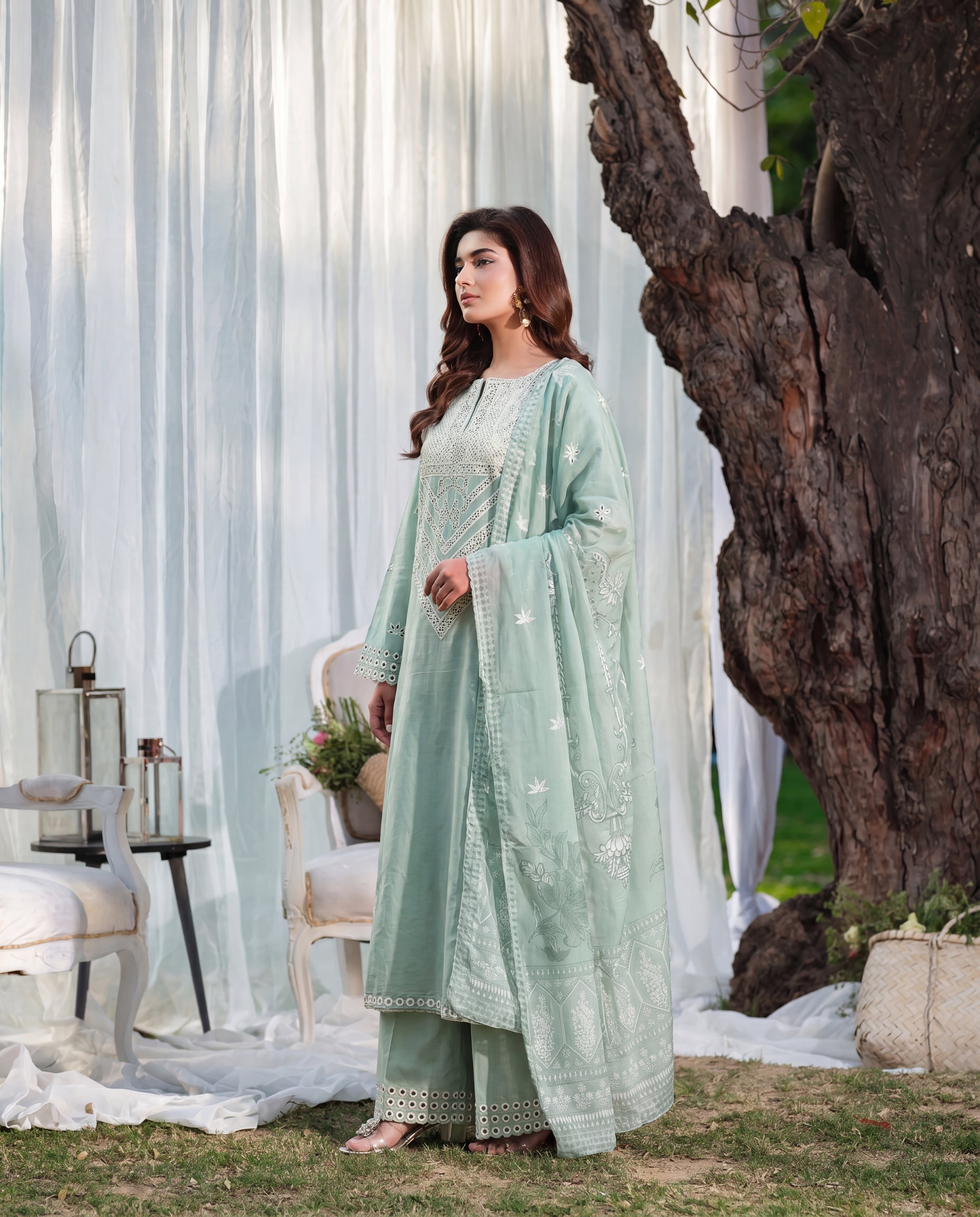 Badar Pista Premium Fabric Pakistani Summer Dresses - Sahiba-clothing - 6