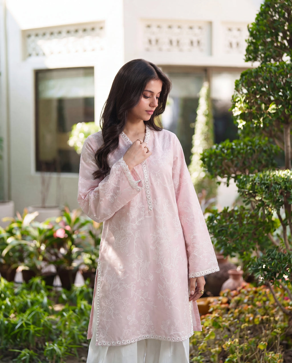 Plum Baby Pink Premium Fabric Pakistani Summer Dresses - Sahiba-clothing - 6