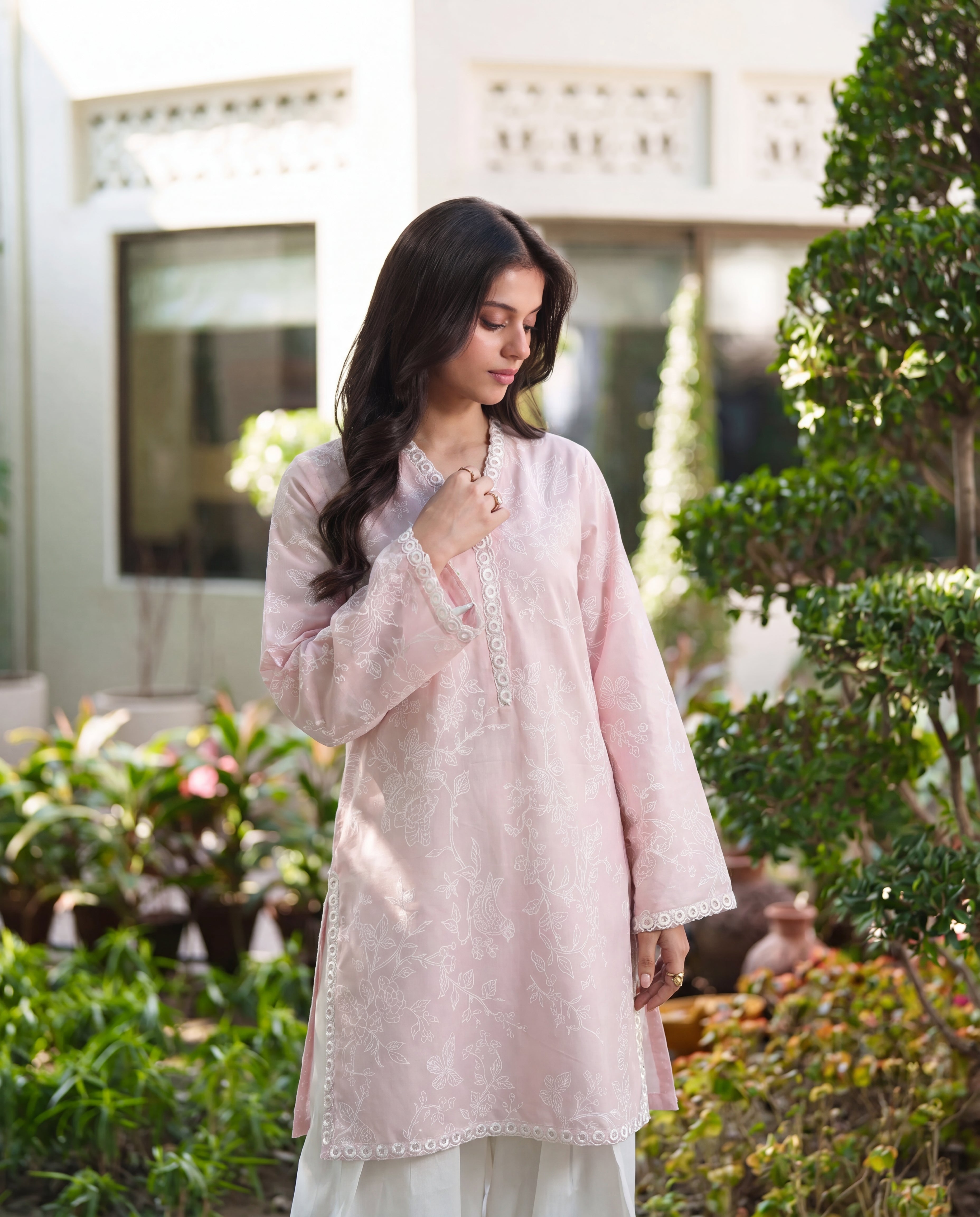 Plum Baby Pink Premium Fabric Pakistani Summer Dresses - Sahiba-clothing - 6