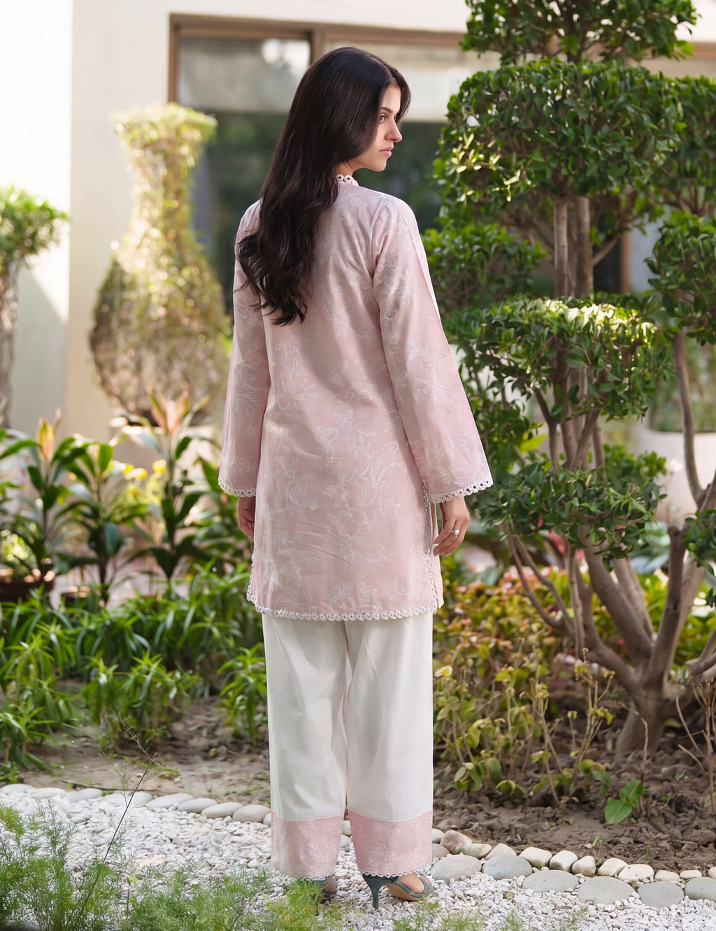 Plum Baby Pink Premium Fabric Pakistani Summer Dresses - Sahiba-clothing - 2