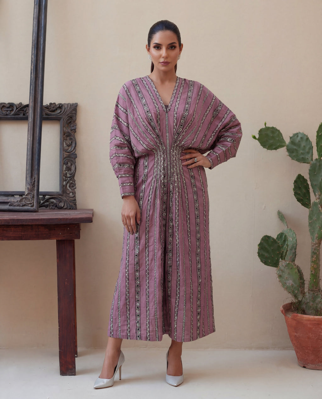 Nouf Pink Premium Fabric Pakistani Summer Dresses - Sahiba-clothing - 1