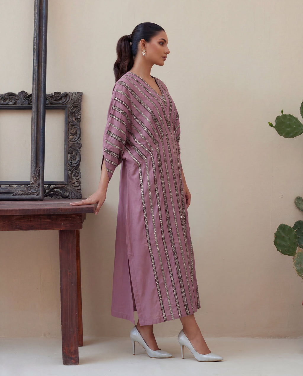 Nouf Pink Premium Fabric Pakistani Summer Dresses - Sahiba-clothing - 3
