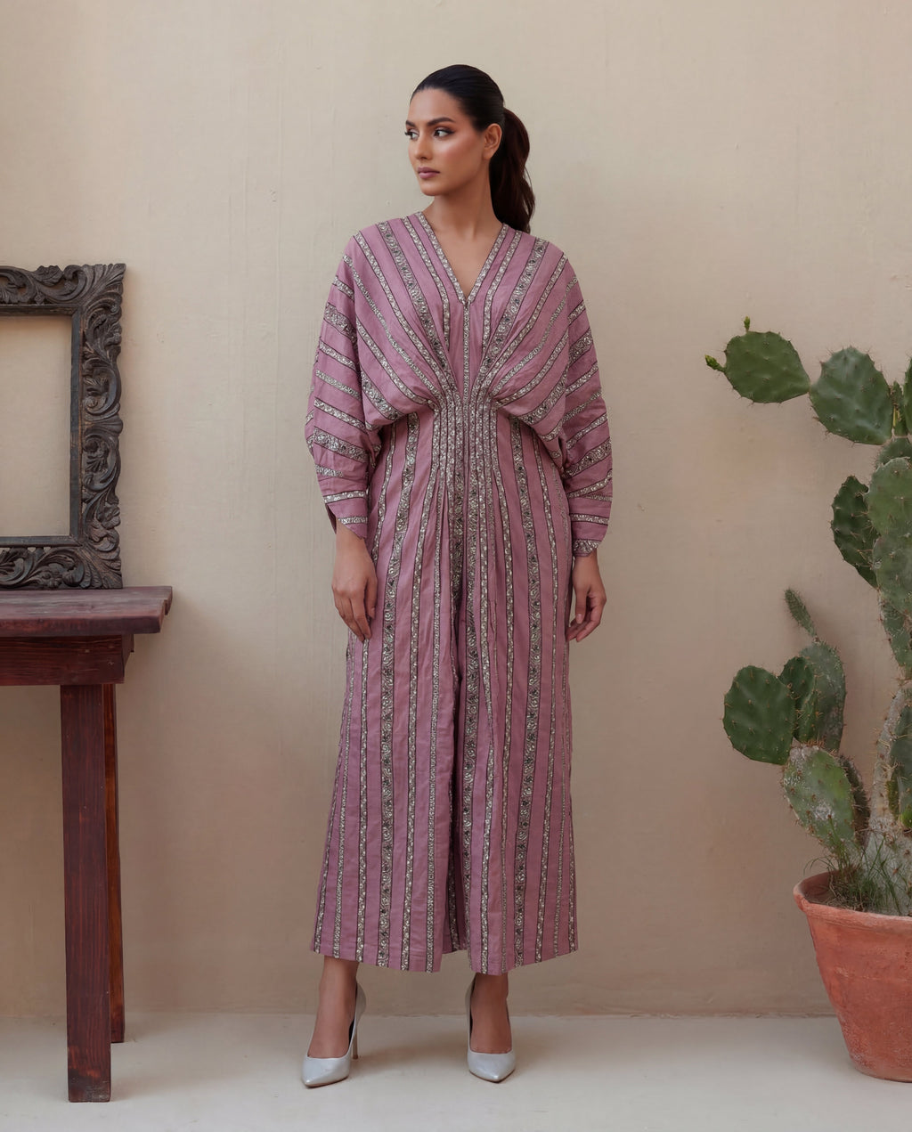 Nouf Pink Premium Fabric Pakistani Summer Dresses - Sahiba-clothing - 5