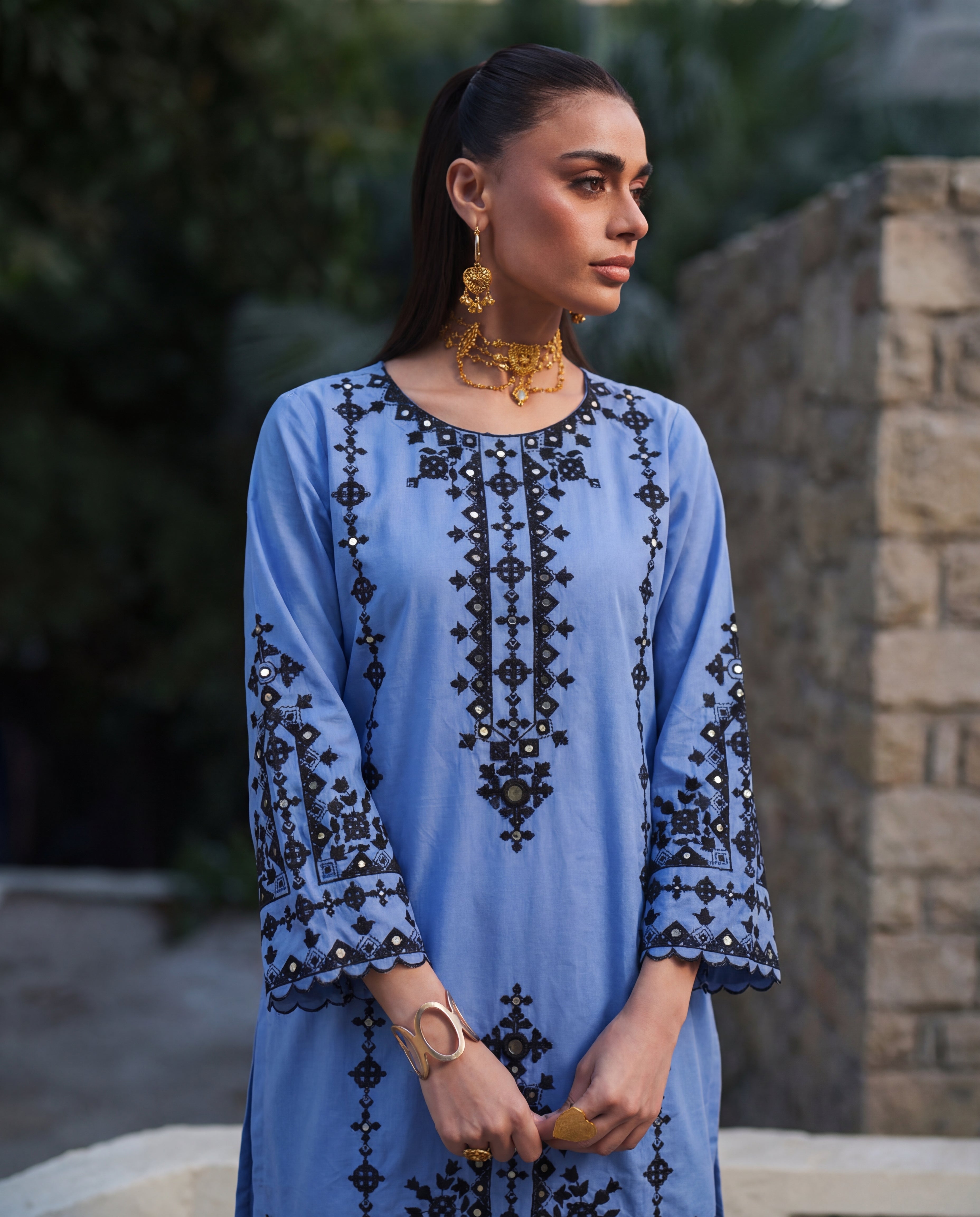 Jemina Blue Premium Fabric Pakistani Summer Dresses - Sahiba-clothing - 7