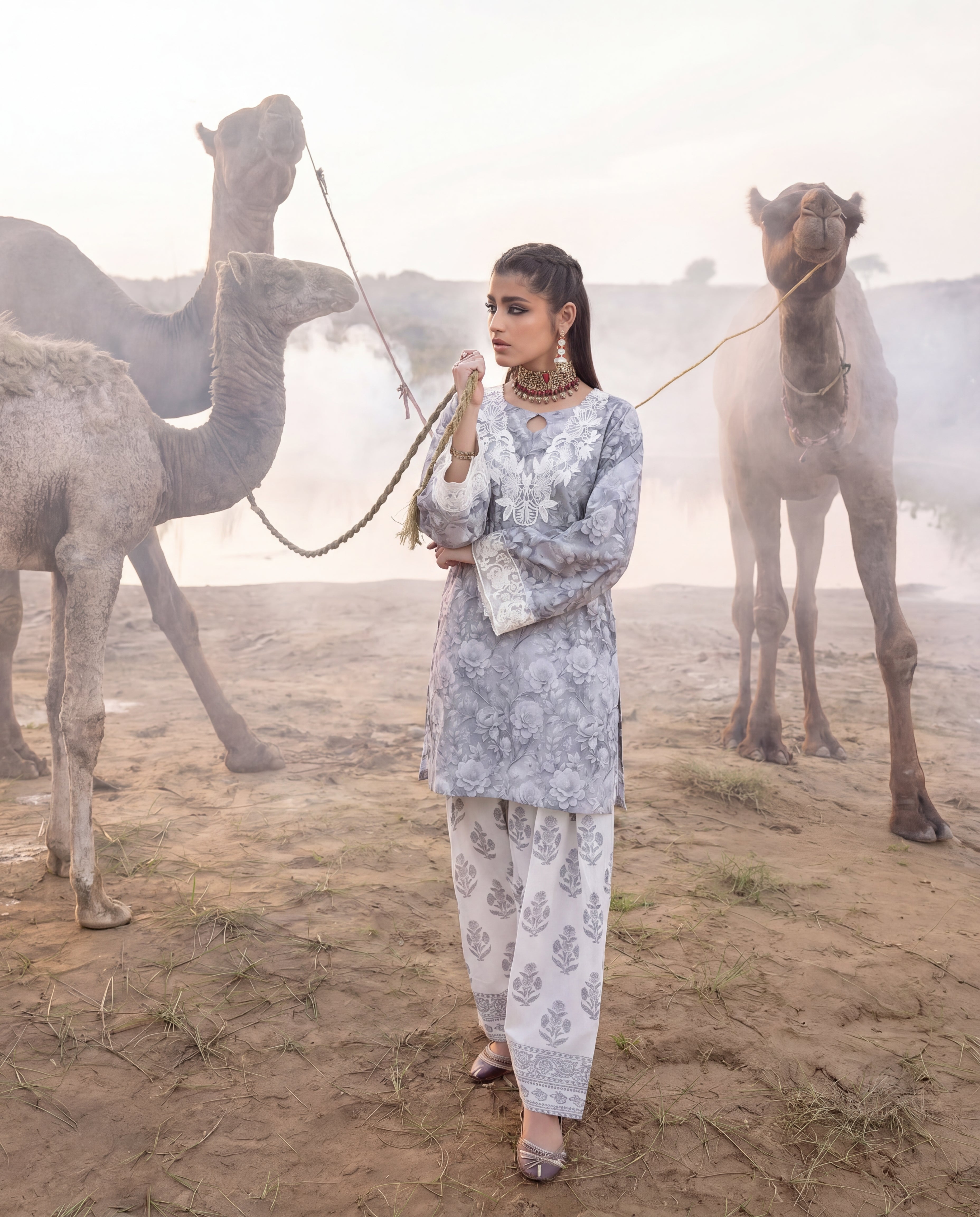 Zivaa Grey Premium Fabric Pakistani Summer Dresses - Sahiba-clothing - 2