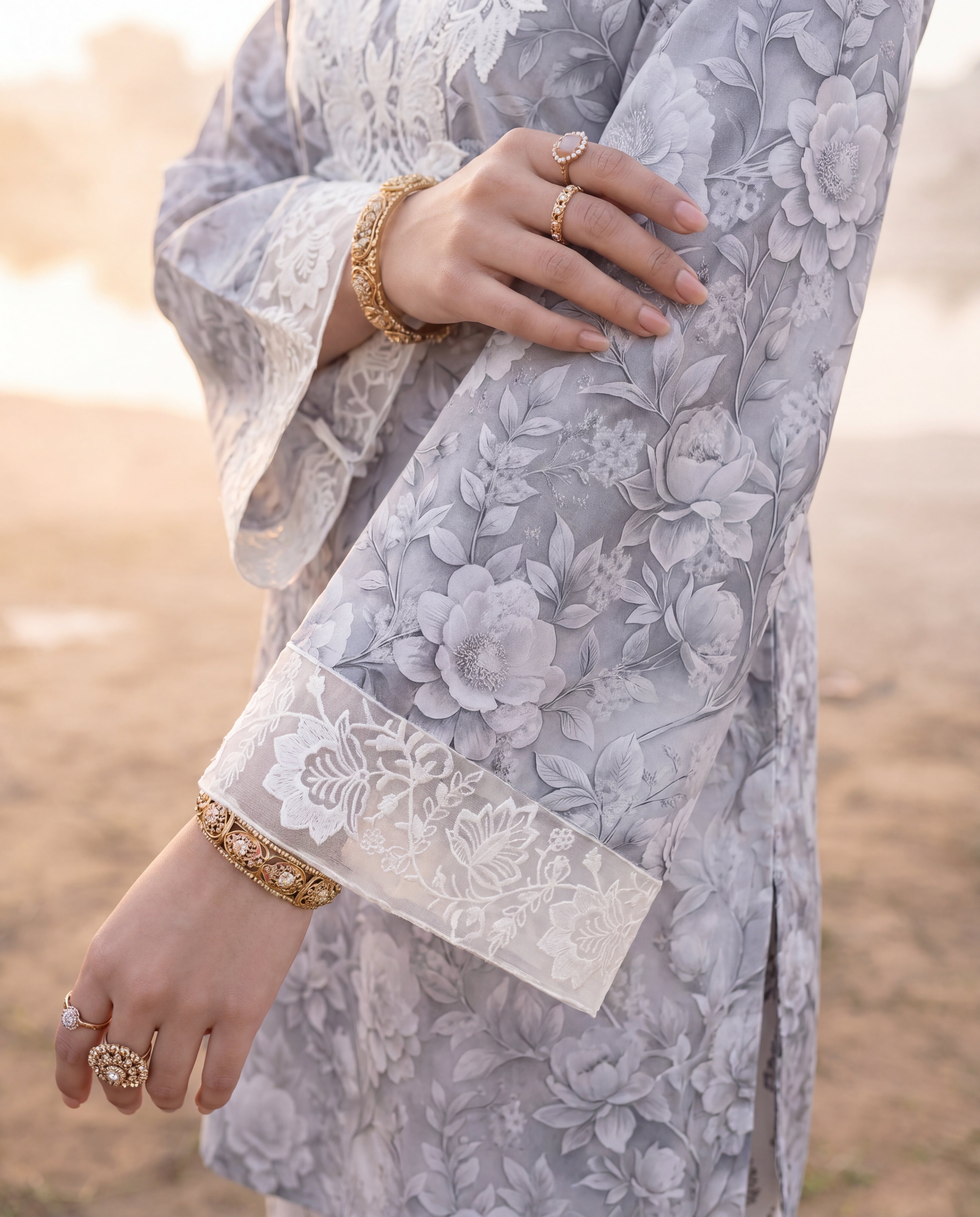 Zivaa Grey Premium Fabric Pakistani Summer Dresses - Sahiba-clothing - 6