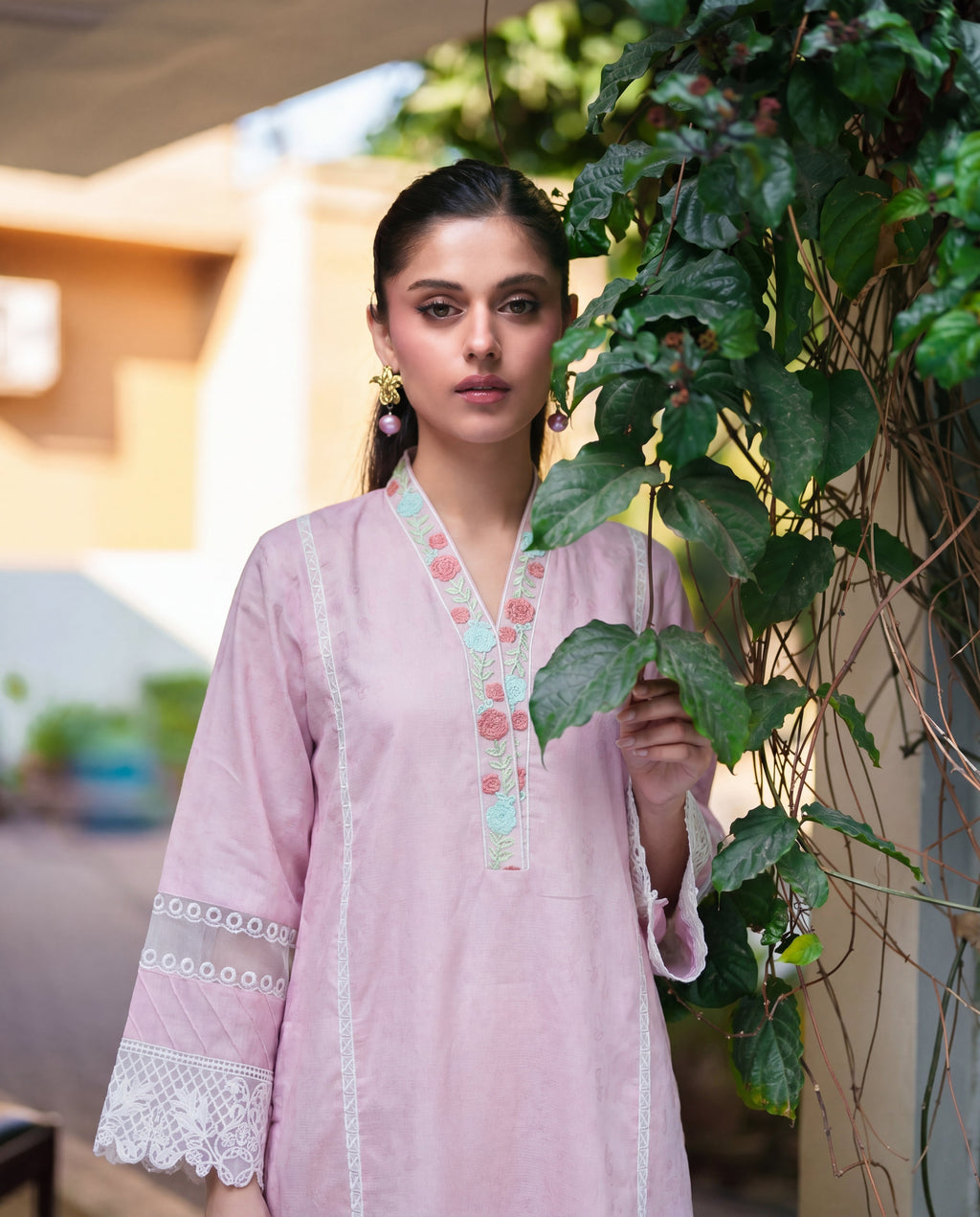 Moonflower Pink Premium Fabric Pakistani Summer Dresses - Sahiba-clothing - 3