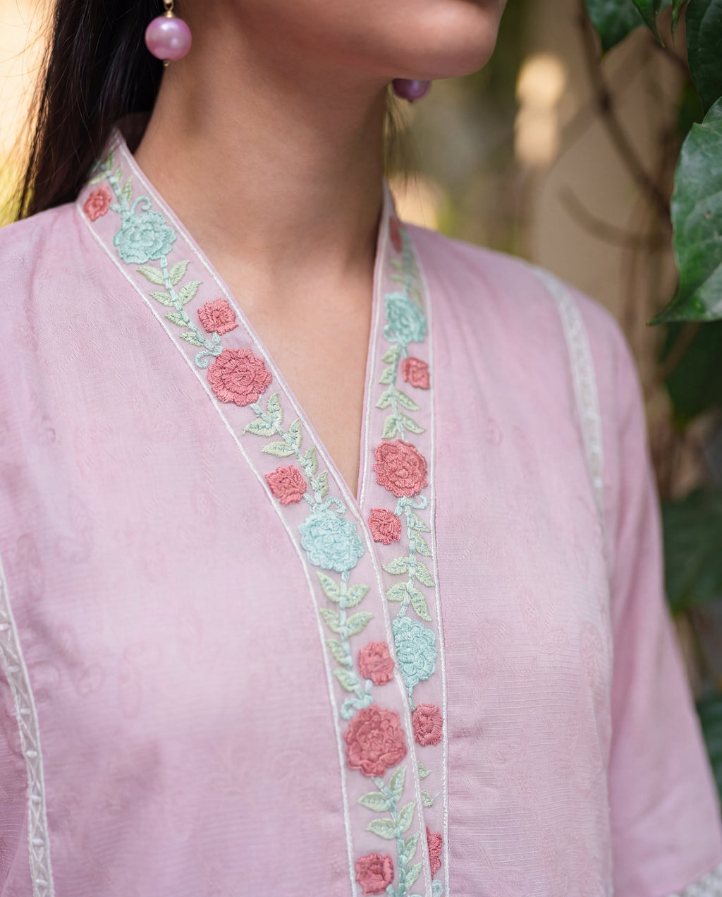 Moonflower Pink Premium Fabric Pakistani Summer Dresses - Sahiba-clothing - 6