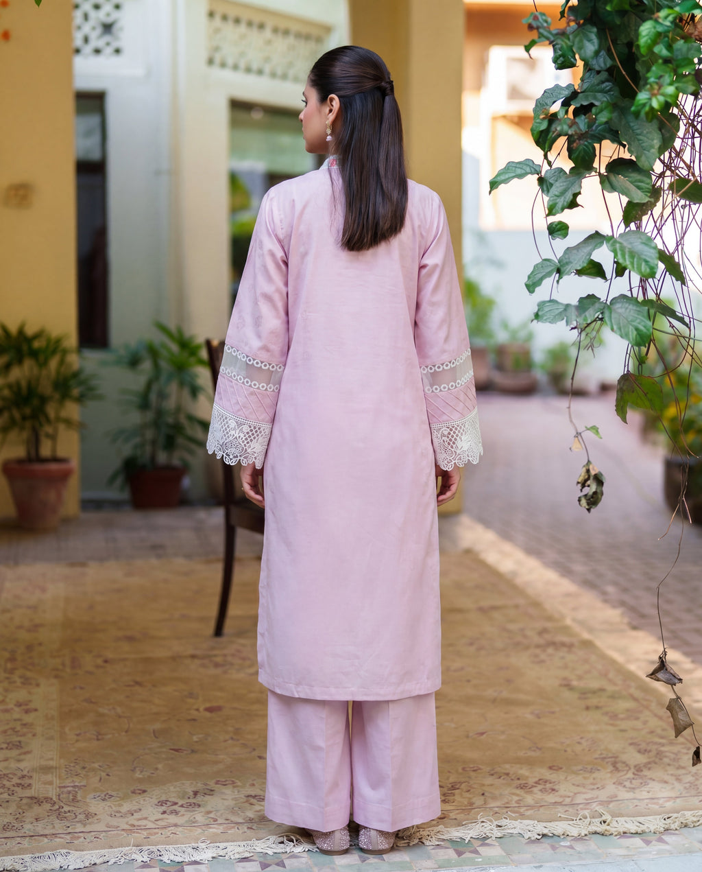 Moonflower Pink Premium Fabric Pakistani Summer Dresses - Sahiba-clothing - 4