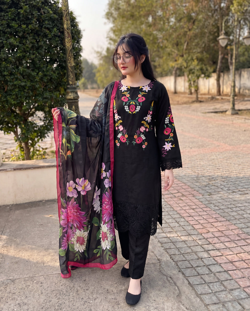 Daffodil Black Premium Fabric Pakistani Summer Dresses - Sahiba-clothing - 10
