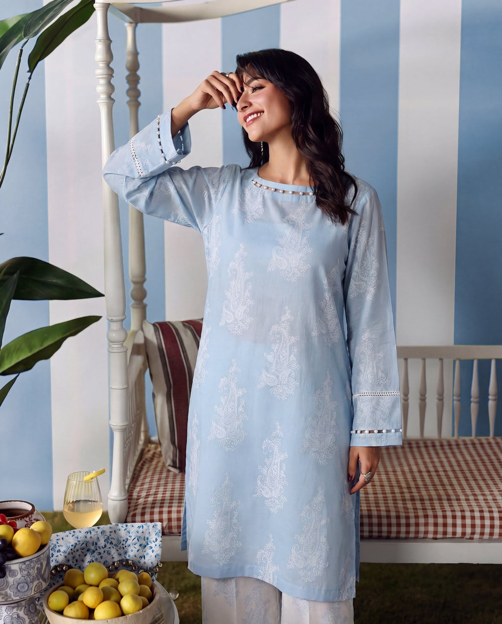 Hessonie - Sky Blue Premium Fabric Pakistani Summer Dresses - Sahiba-clothing - 5