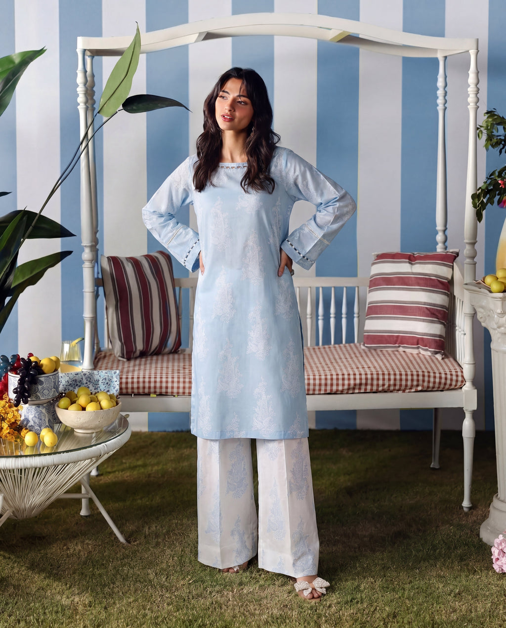 Hessonie - Sky Blue Premium Fabric Pakistani Summer Dresses - Sahiba-clothing - 3