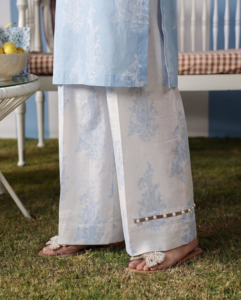 Hessonie - Sky Blue Premium Fabric Pakistani Summer Dresses - Sahiba-clothing - 4