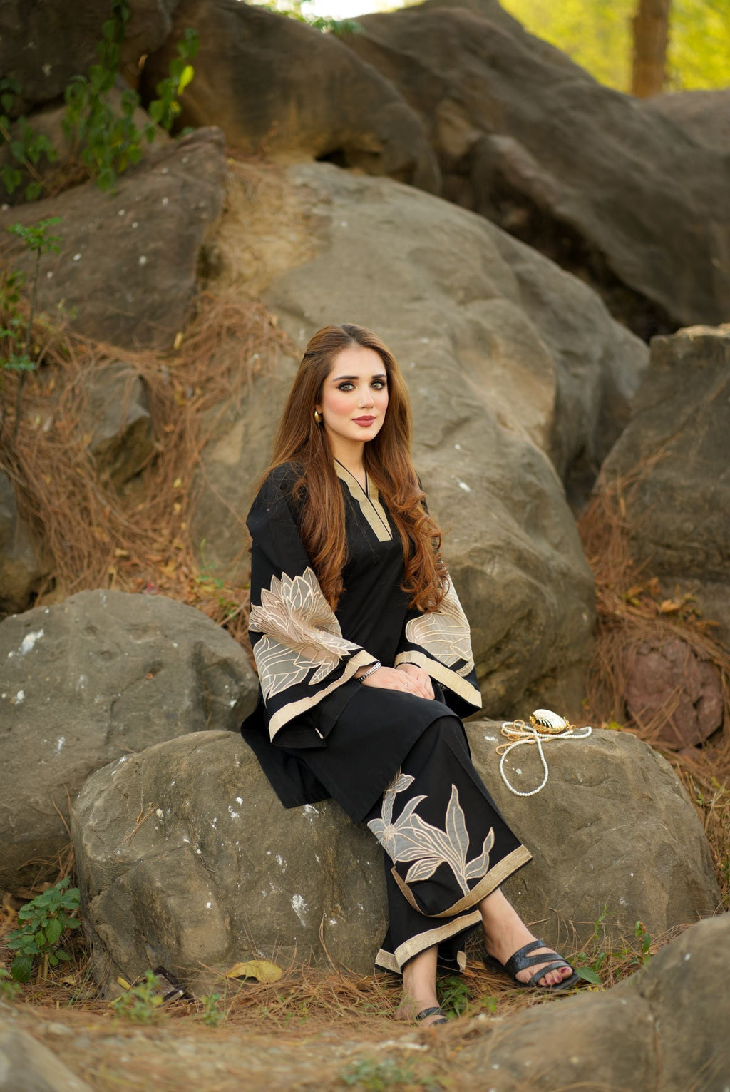Denali - Black Premium Fabric Pakistani Winter Dresses - Sahiba-clothing - 6